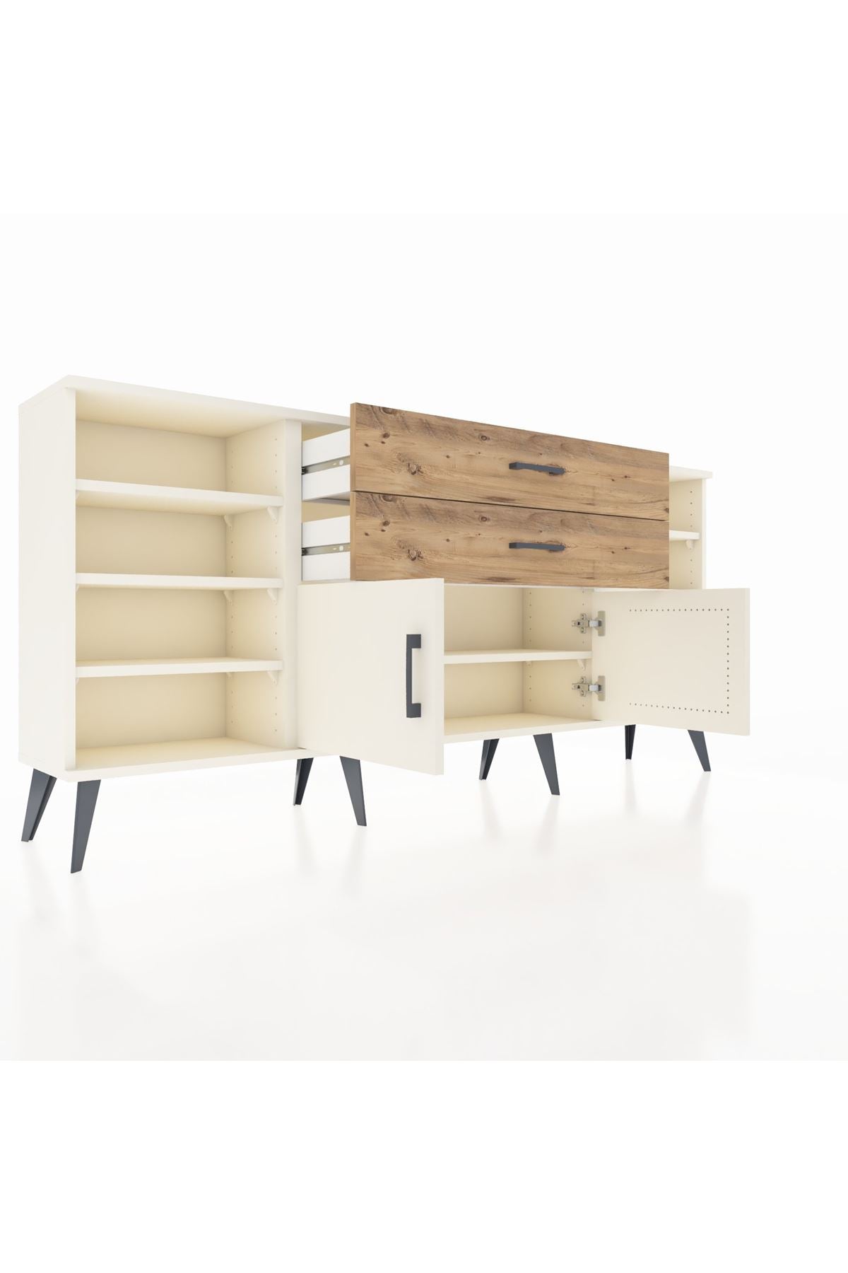 Arges Konsol 7 Raflı 2 Çekmeceli 2 Kapaklı 176x30x83 - S148M044V06A
