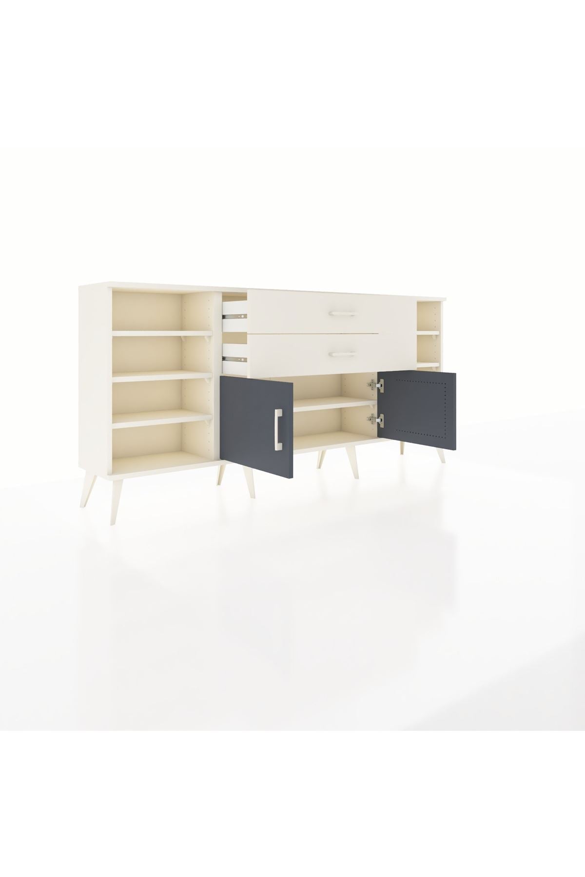 Arges Konsol 7 Raflı 2 Çekmeceli 2 Kapaklı 176x30x83 - S148M044V07A