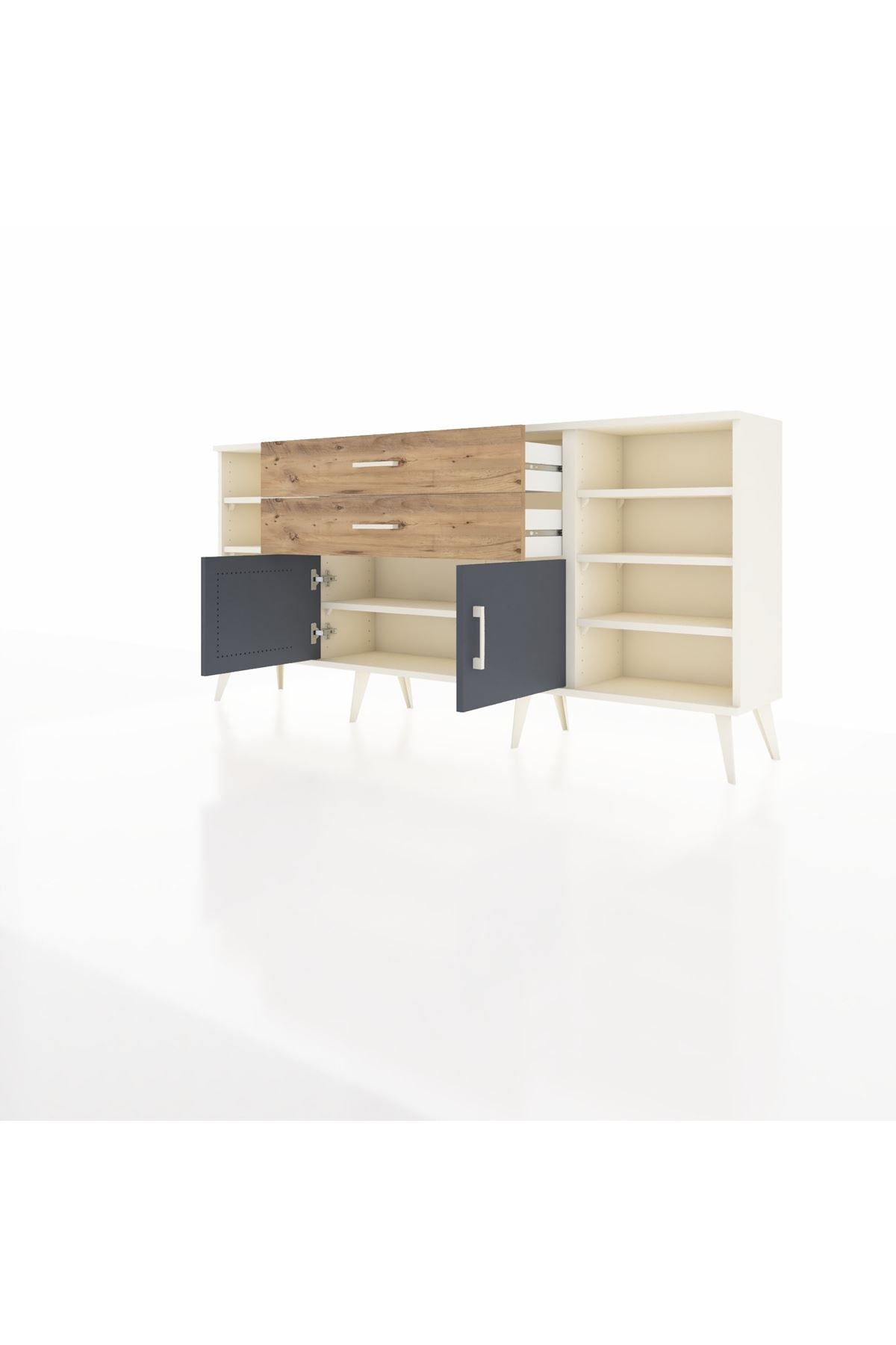 Arges Konsol 7 Raflı 2 Çekmeceli 2 Kapaklı 176x30x83 - S148M044V09A