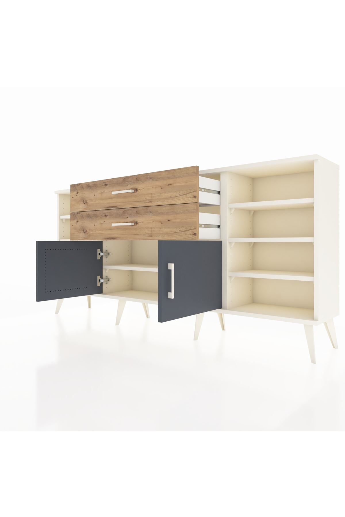 Arges Konsol 7 Raflı 2 Çekmeceli 2 Kapaklı 176x30x83 - S148M044V09A