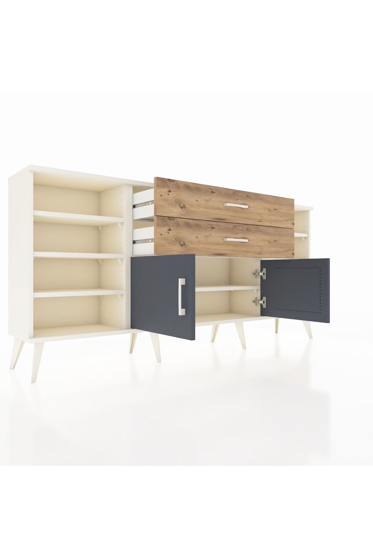 Arges Konsol 7 Raflı 2 Çekmeceli 2 Kapaklı 176x30x83 - S148M044V09A