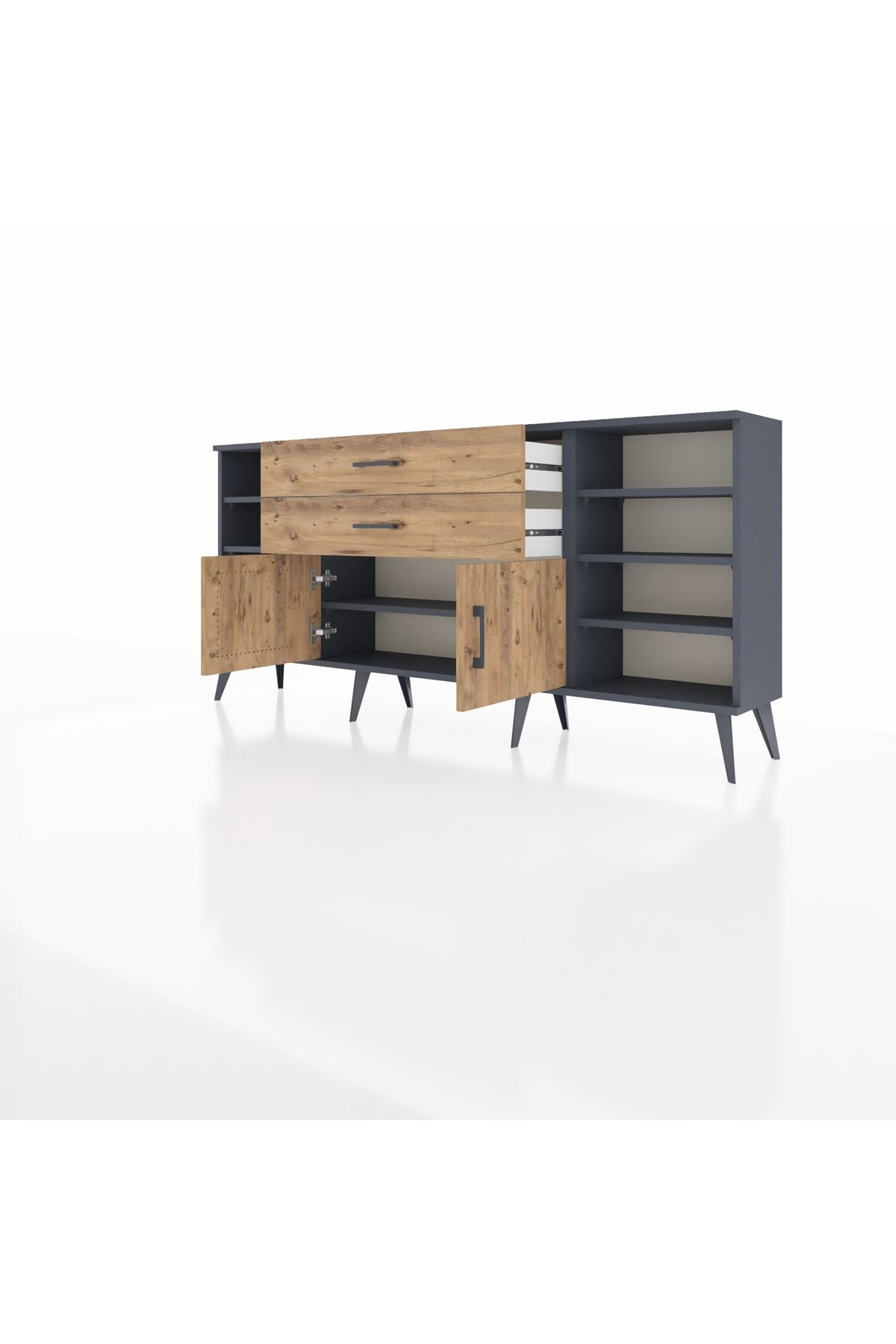 Arges Konsol 7 Raflı 2 Çekmeceli 2 Kapaklı 176x30x83 - S148M044V12A