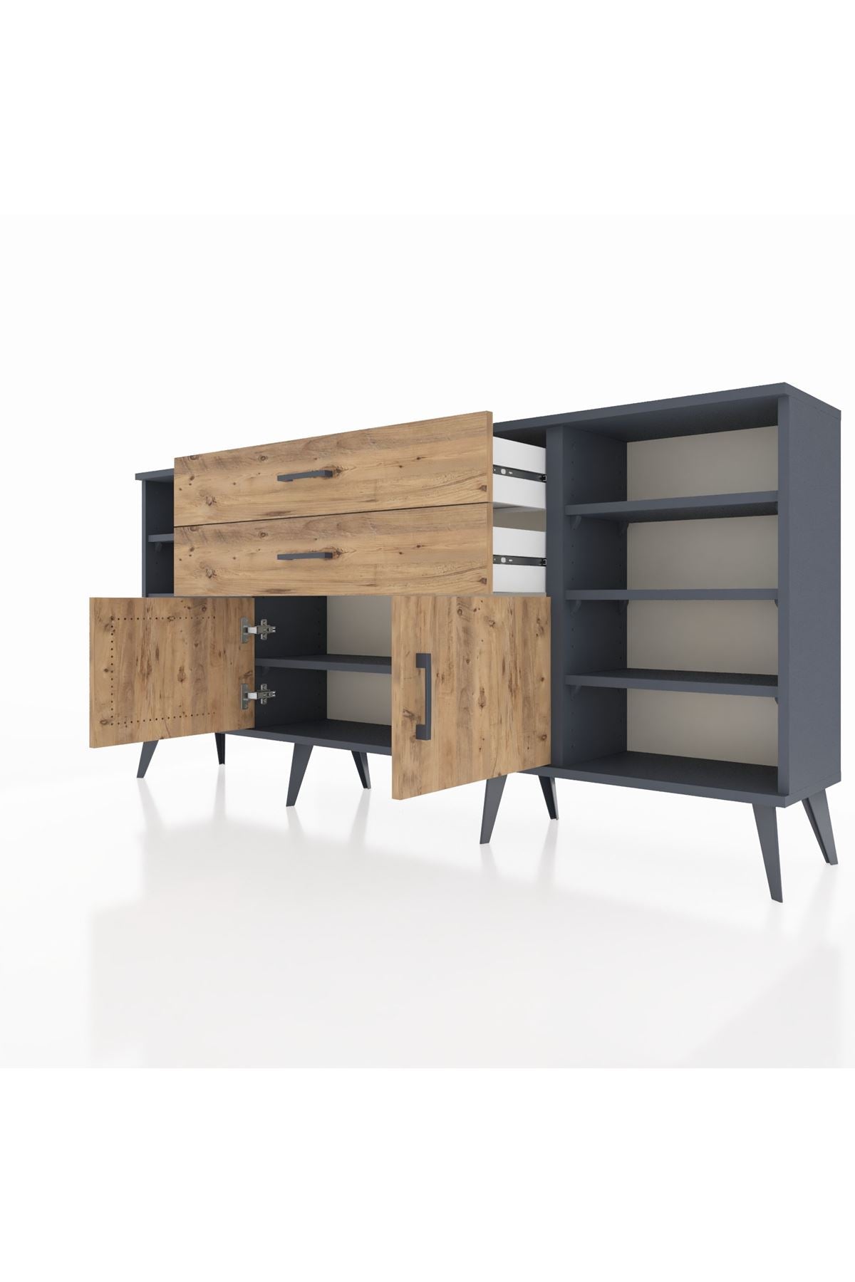 Arges Konsol 7 Raflı 2 Çekmeceli 2 Kapaklı 176x30x83 - S148M044V12A