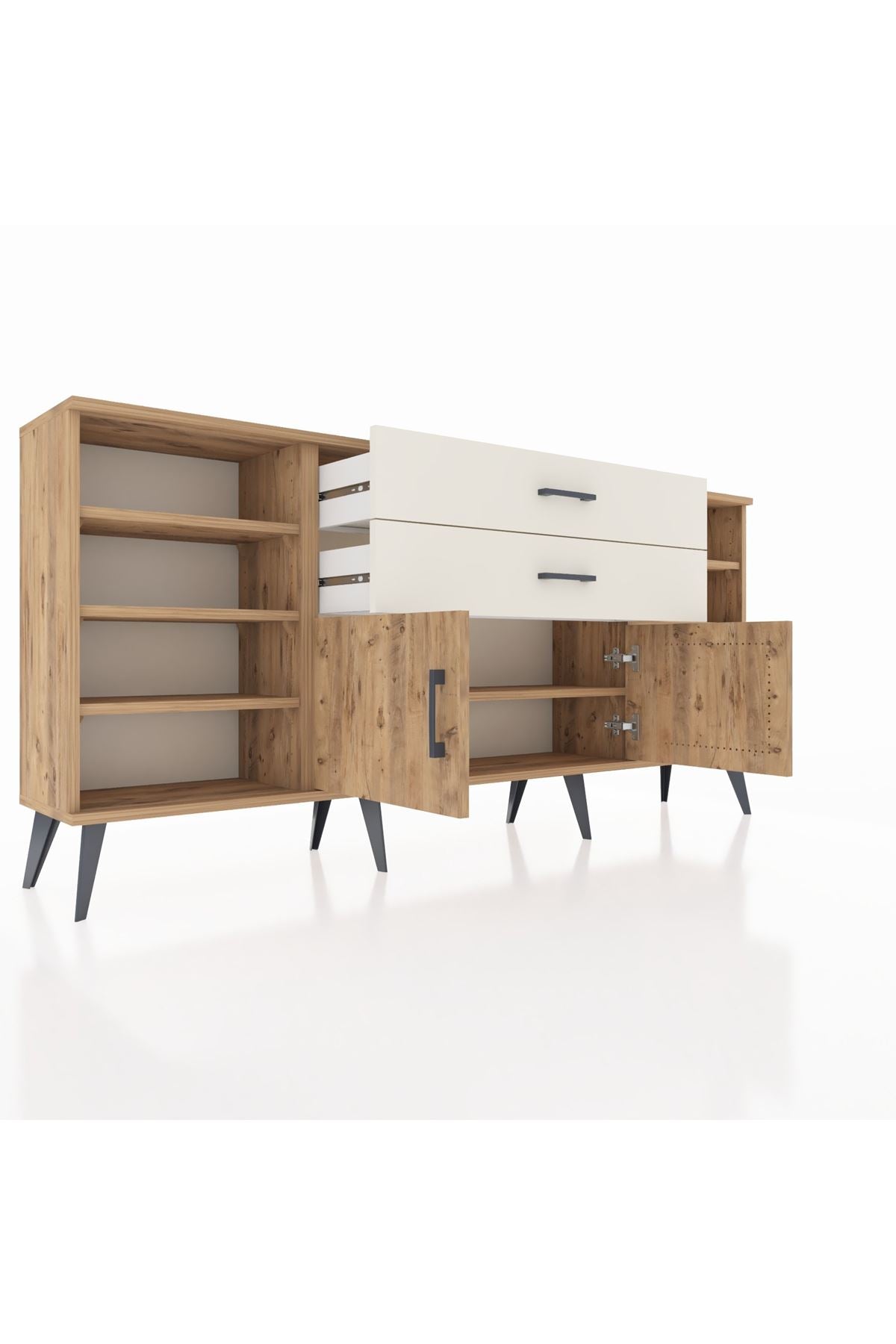 Arges Konsol 7 Raflı 2 Çekmeceli 2 Kapaklı 176x30x83 - S148M044V19A