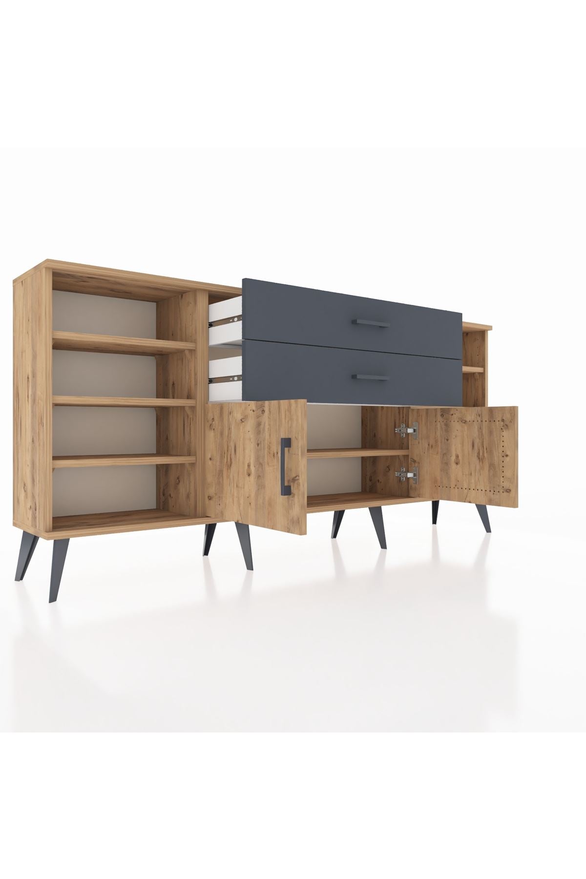 Arges Konsol 7 Raflı 2 Çekmeceli 2 Kapaklı 176x30x83 - S148M044V20A
