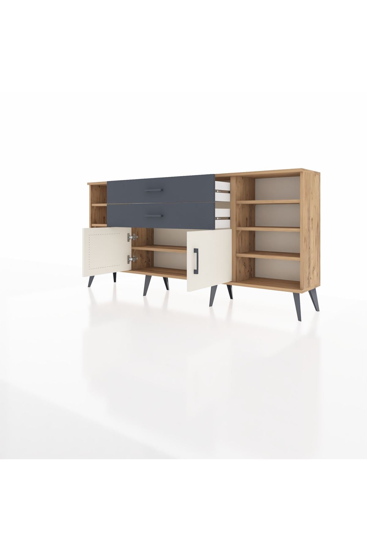 Arges Konsol 7 Raflı 2 Çekmeceli 2 Kapaklı 176x30x83 - S148M044V23A