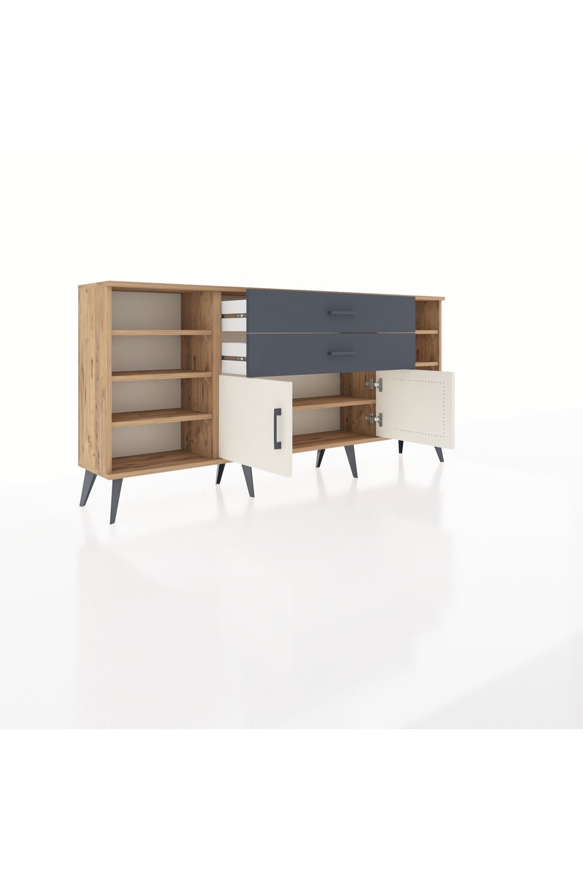 Arges Konsol 7 Raflı 2 Çekmeceli 2 Kapaklı 176x30x83 - S148M044V23A