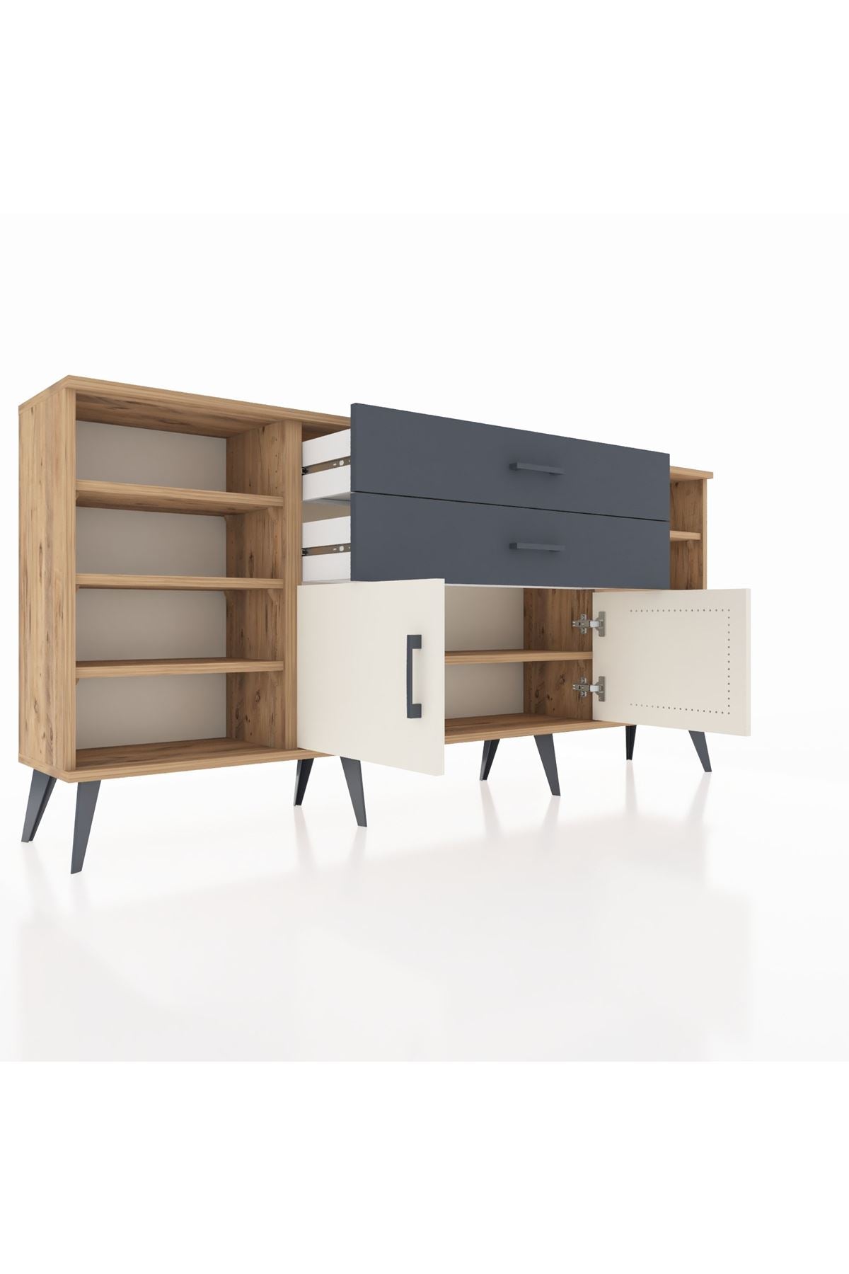 Arges Konsol 7 Raflı 2 Çekmeceli 2 Kapaklı 176x30x83 - S148M044V23A