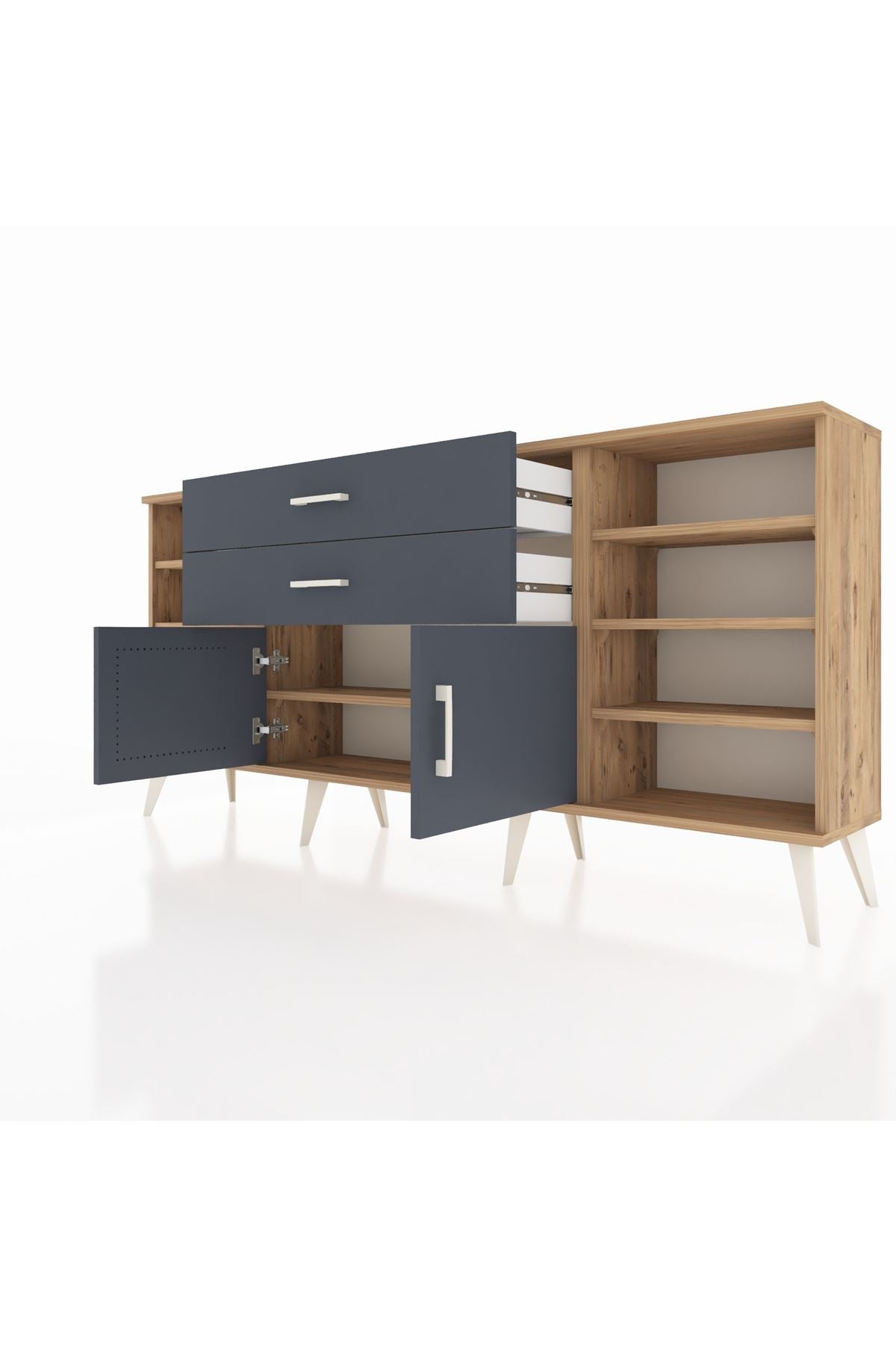 Arges Konsol 7 Raflı 2 Çekmeceli 2 Kapaklı 176x30x83 - S148M044V26A