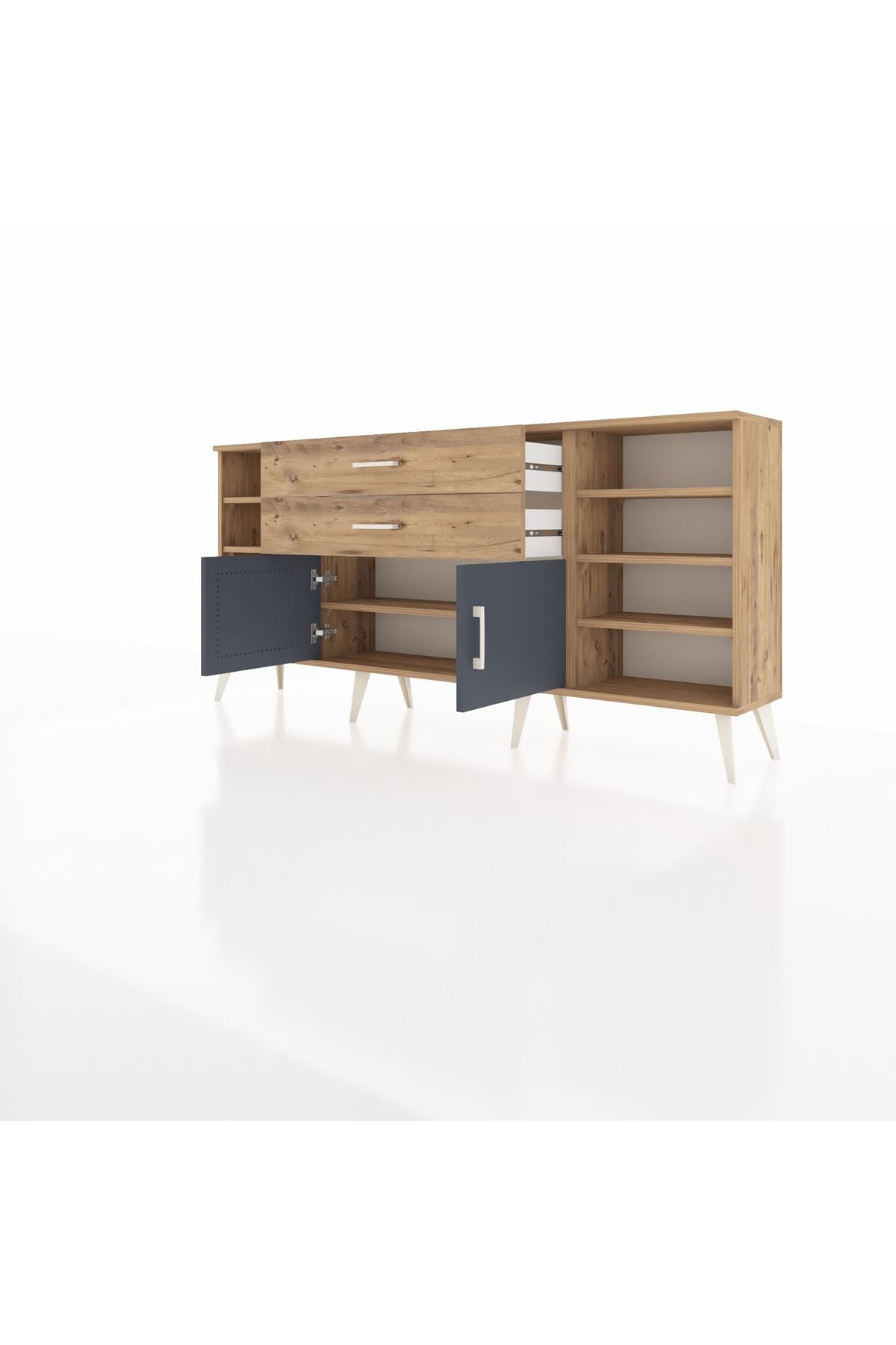 Arges Konsol 7 Raflı 2 Çekmeceli 2 Kapaklı 176x30x83 - S148M044V27A