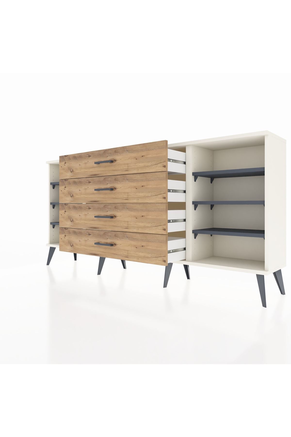 Arges Konsol 6 Raflı 4 Çekmeceli 176x30x83 - S148M045V09A
