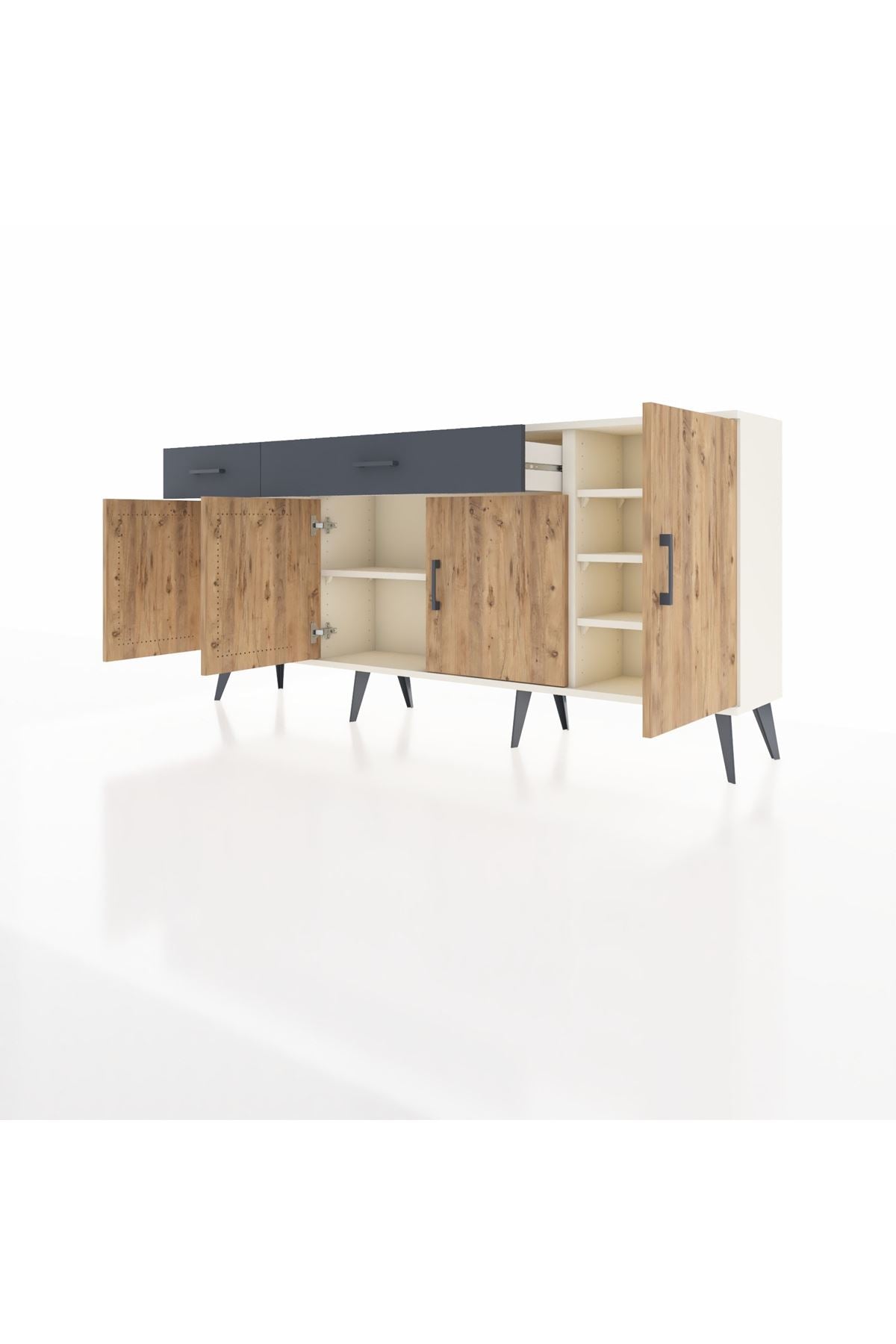 Arges Konsol 5 Raflı 2 Çekmeceli 4 Kapaklı 176x30x83 - S148M046V02A