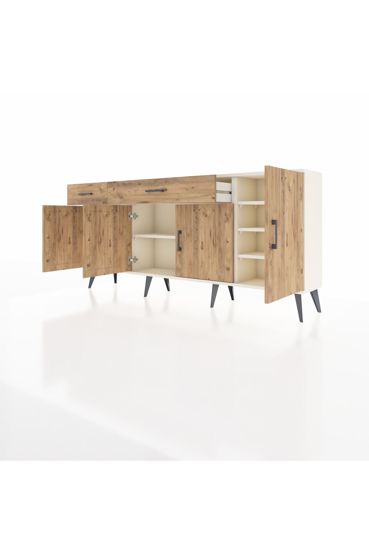 Arges Konsol 5 Raflı 2 Çekmeceli 4 Kapaklı 176x30x83 - S148M046V03A