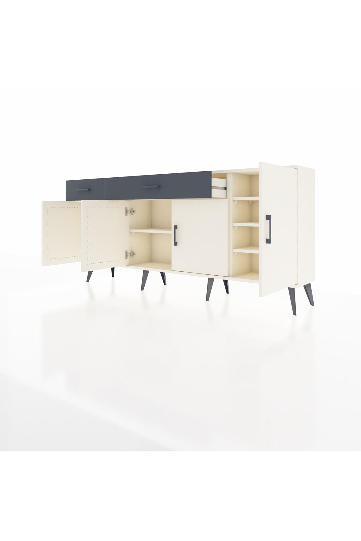Arges Konsol 5 Raflı 2 Çekmeceli 4 Kapaklı 176x30x83 - S148M046V05A
