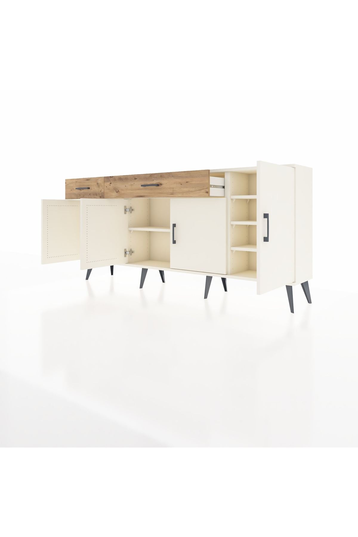 Arges Konsol 5 Raflı 2 Çekmeceli 4 Kapaklı 176x30x83 - S148M046V06A