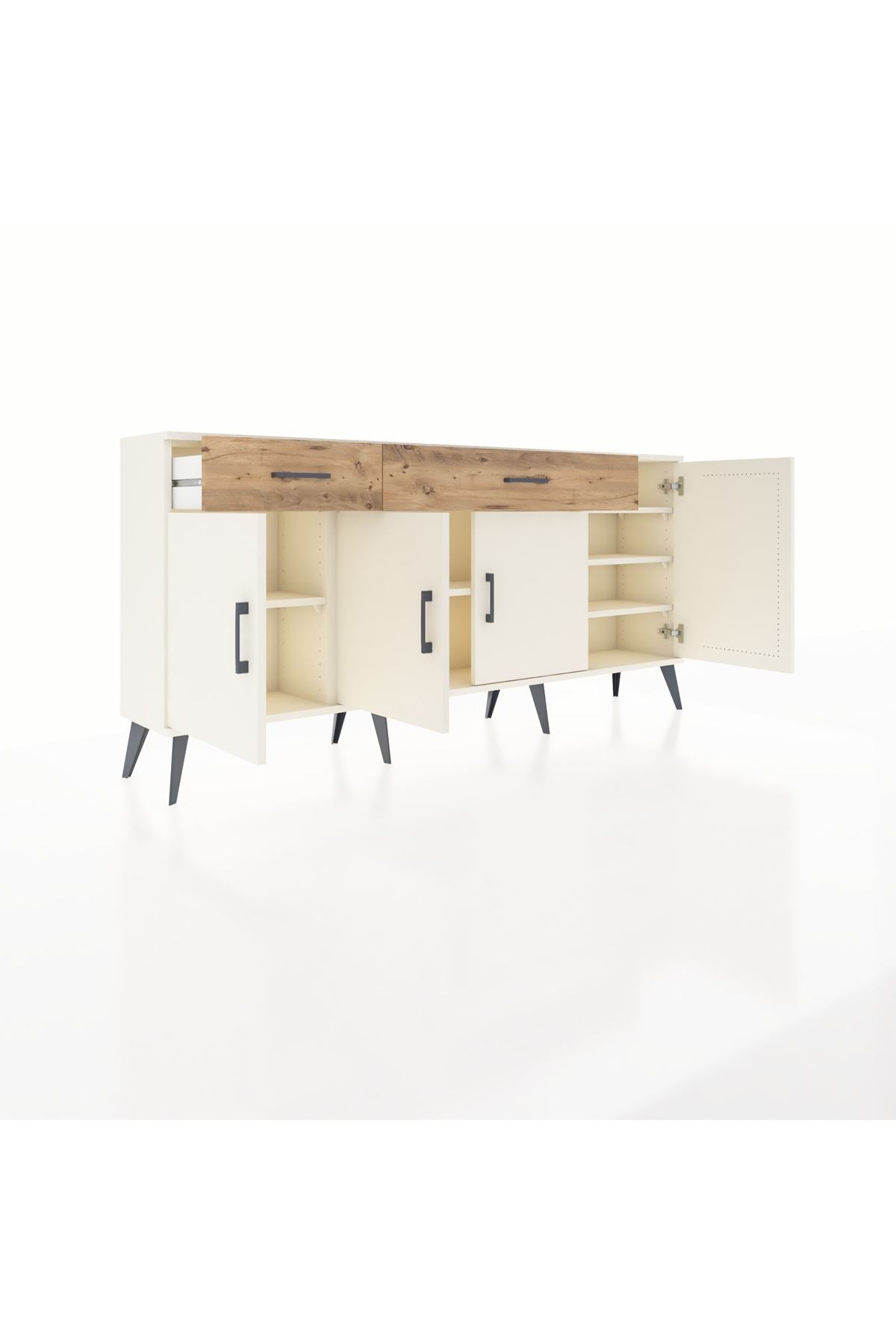 Arges Konsol 5 Raflı 2 Çekmeceli 4 Kapaklı 176x30x83 - S148M046V06A