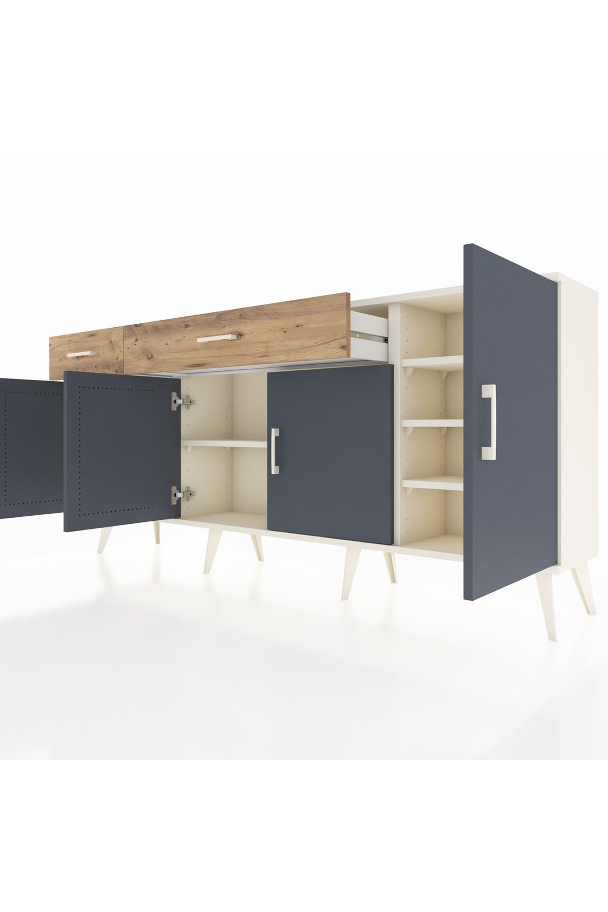 Arges Konsol 5 Raflı 2 Çekmeceli 4 Kapaklı 176x30x83 - S148M046V09A