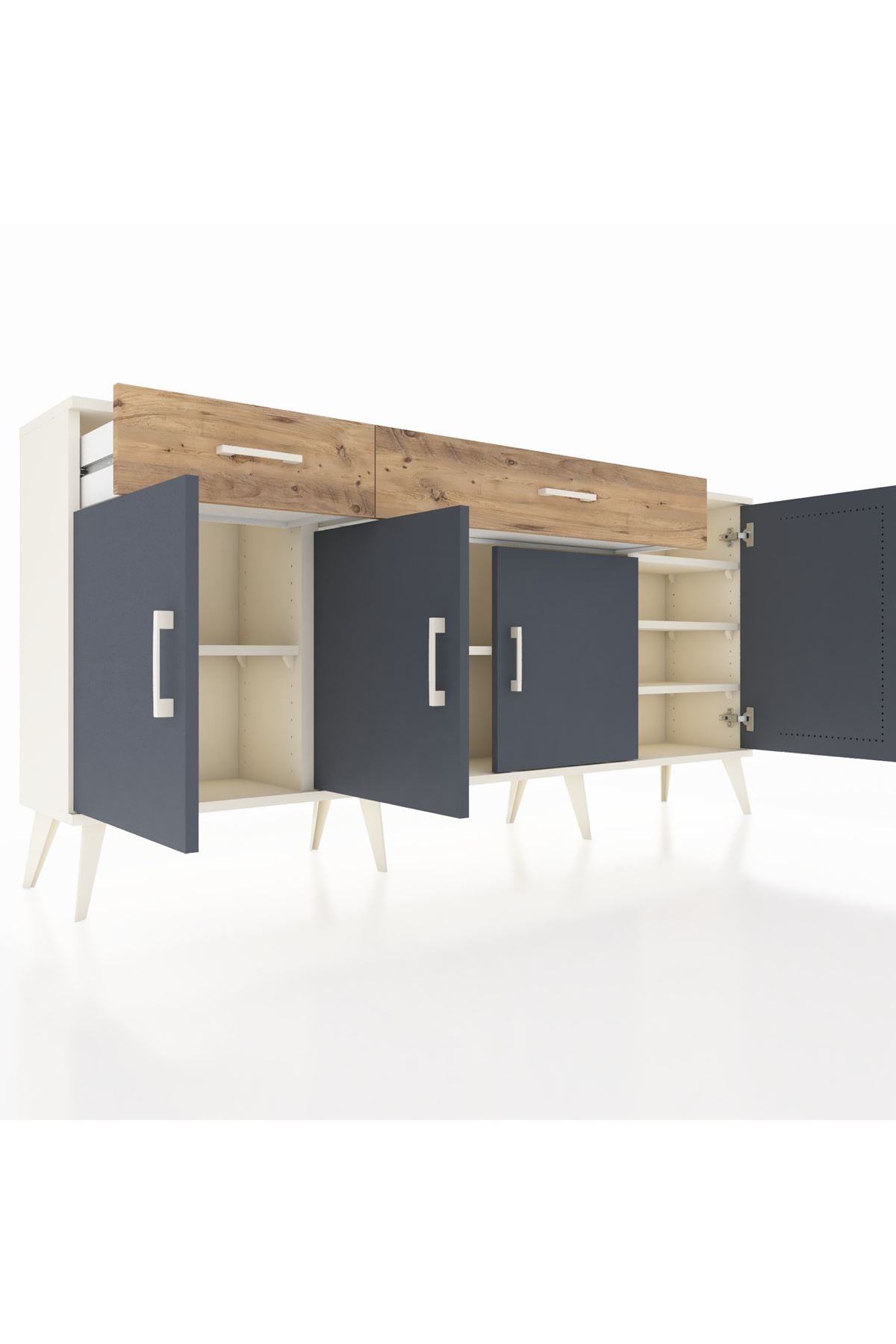 Arges Konsol 5 Raflı 2 Çekmeceli 4 Kapaklı 176x30x83 - S148M046V09A