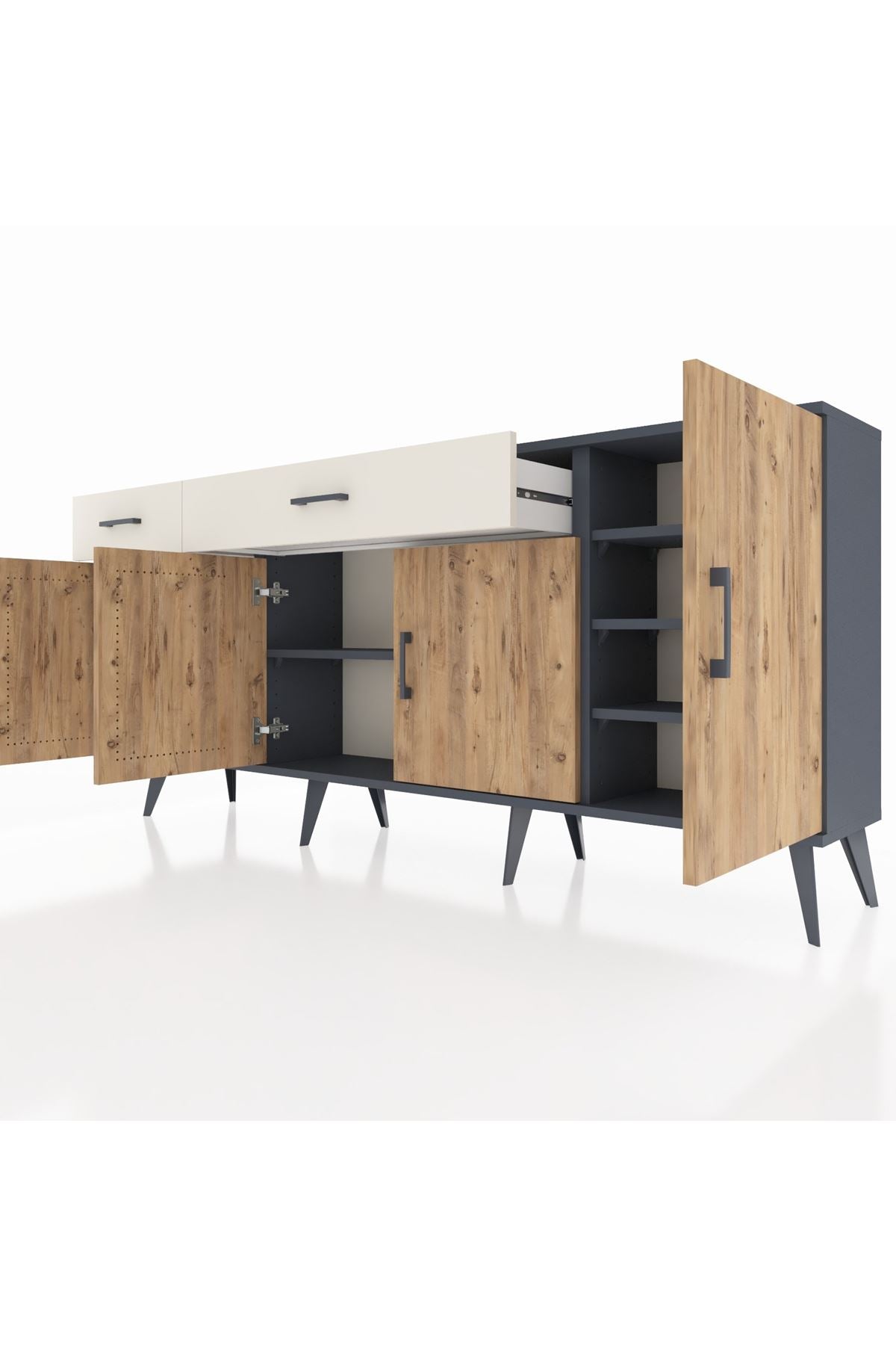 Arges Konsol 5 Raflı 2 Çekmeceli 4 Kapaklı 176x30x83 - S148M046V10A