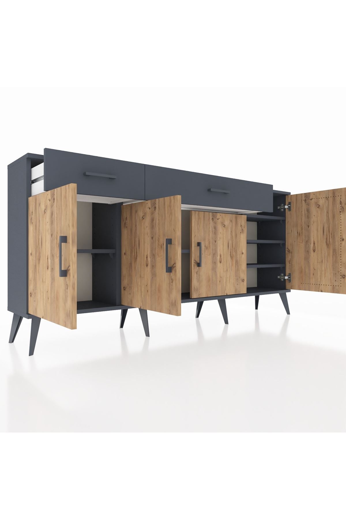 Arges Konsol 5 Raflı 2 Çekmeceli 4 Kapaklı 176x30x83 - S148M046V11A