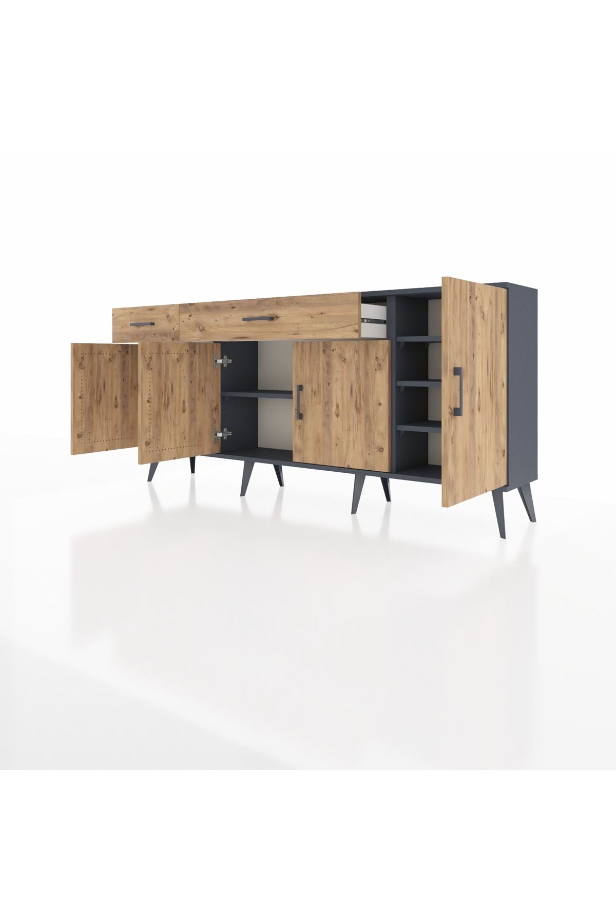 Arges Konsol 5 Raflı 2 Çekmeceli 4 Kapaklı 176x30x83 - S148M046V12A