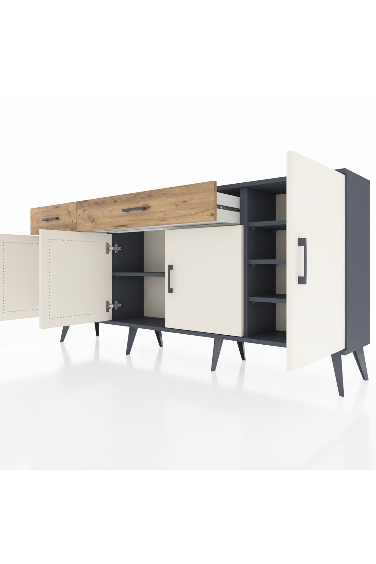 Arges Konsol 5 Raflı 2 Çekmeceli 4 Kapaklı 176x30x83 - S148M046V15A