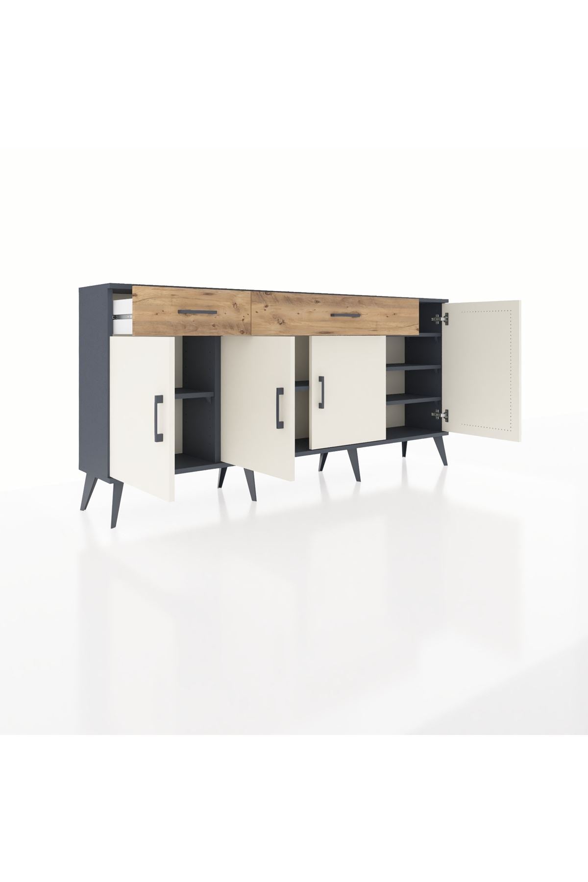 Arges Konsol 5 Raflı 2 Çekmeceli 4 Kapaklı 176x30x83 - S148M046V15A