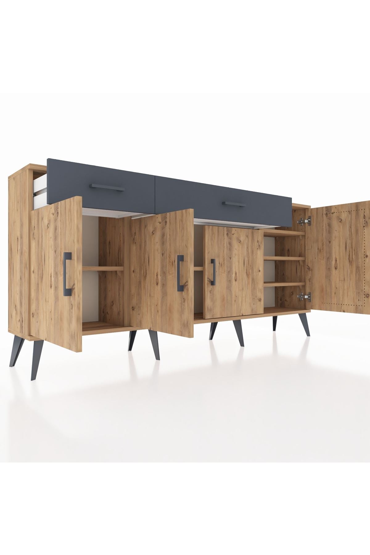 Arges Konsol 5 Raflı 2 Çekmeceli 4 Kapaklı 176x30x83 - S148M046V20A