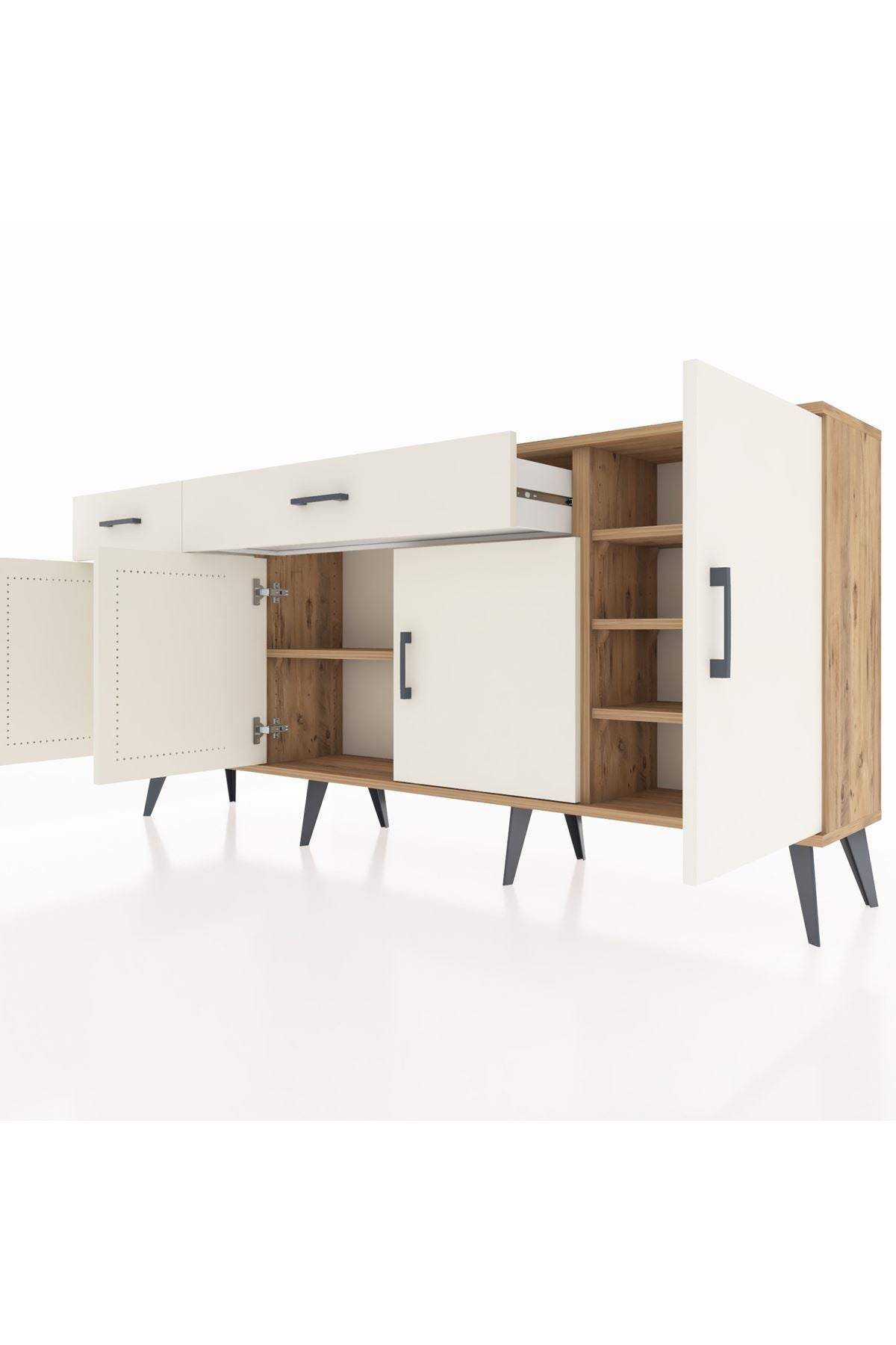 Arges Konsol 5 Raflı 2 Çekmeceli 4 Kapaklı 176x30x83 - S148M046V22A
