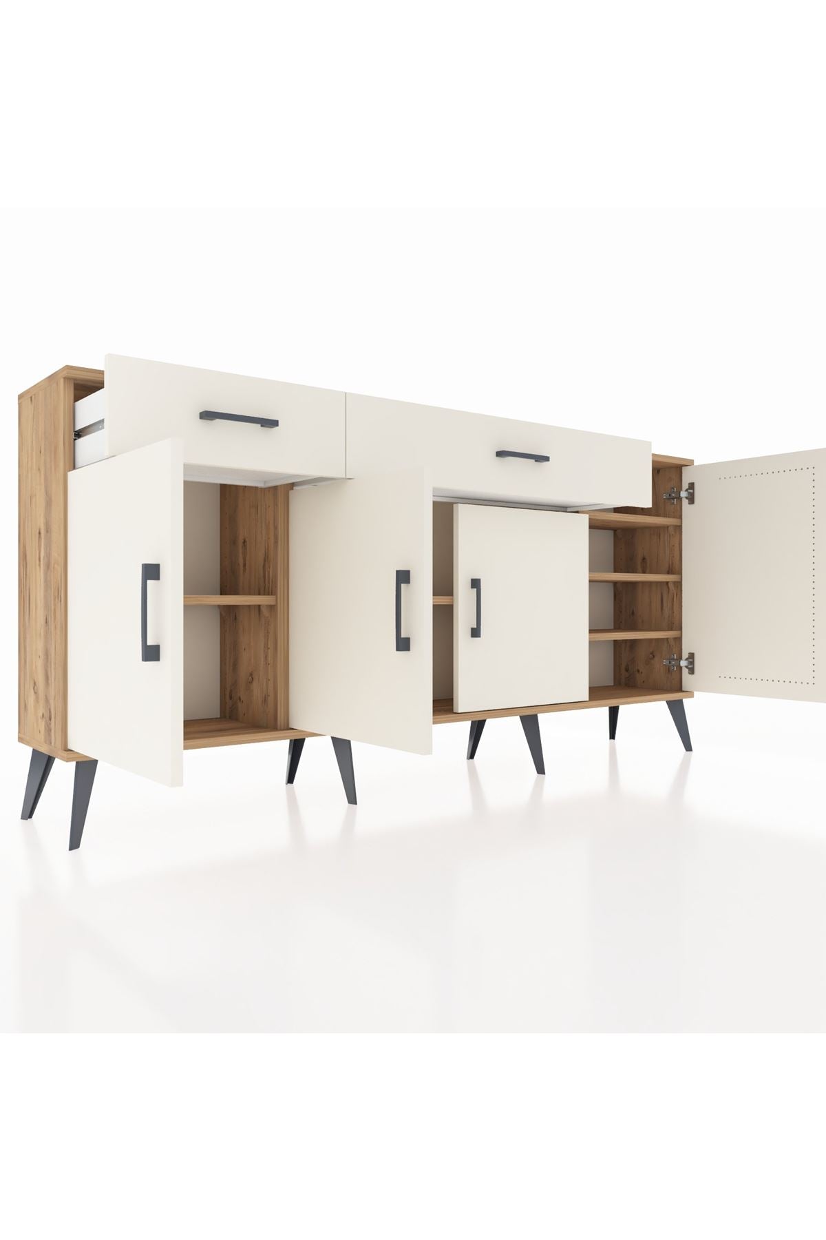 Arges Konsol 5 Raflı 2 Çekmeceli 4 Kapaklı 176x30x83 - S148M046V22A