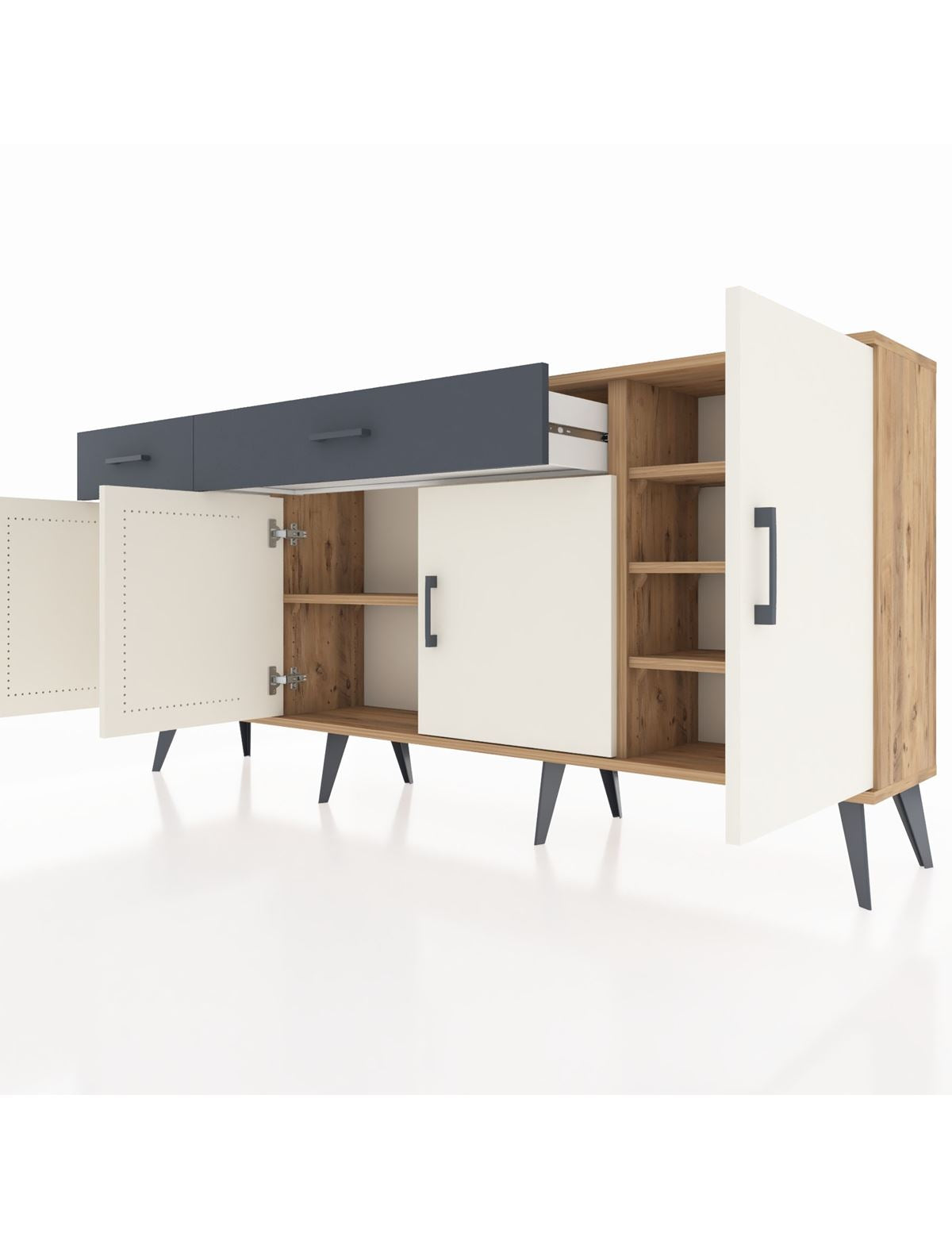 Arges Konsol 5 Raflı 2 Çekmeceli 4 Kapaklı 176x30x83 - S148M046V23A