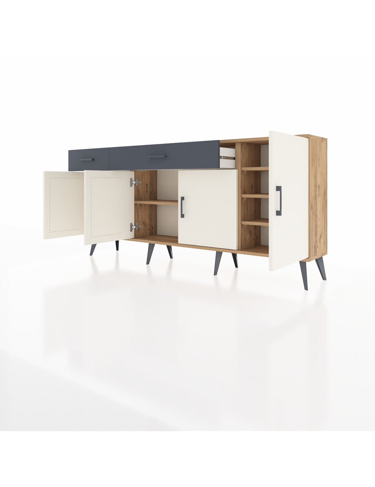 Arges Konsol 5 Raflı 2 Çekmeceli 4 Kapaklı 176x30x83 - S148M046V23A