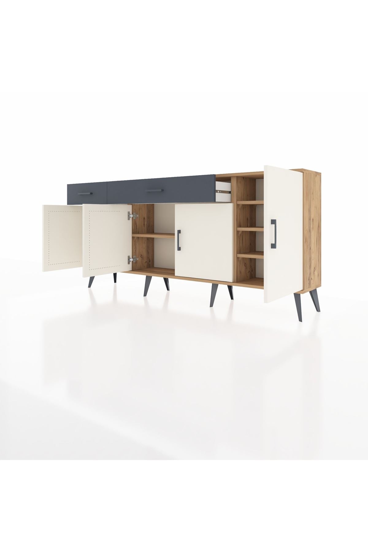 Arges Konsol 5 Raflı 2 Çekmeceli 4 Kapaklı 176x30x83 - S148M046V23A