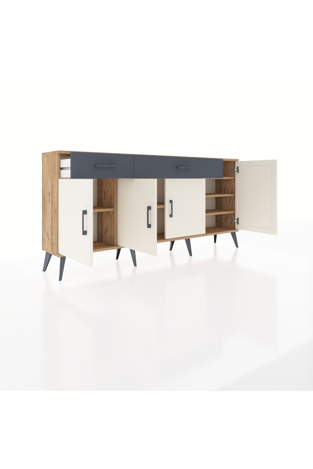 Arges Konsol 5 Raflı 2 Çekmeceli 4 Kapaklı 176x30x83 - S148M046V23A