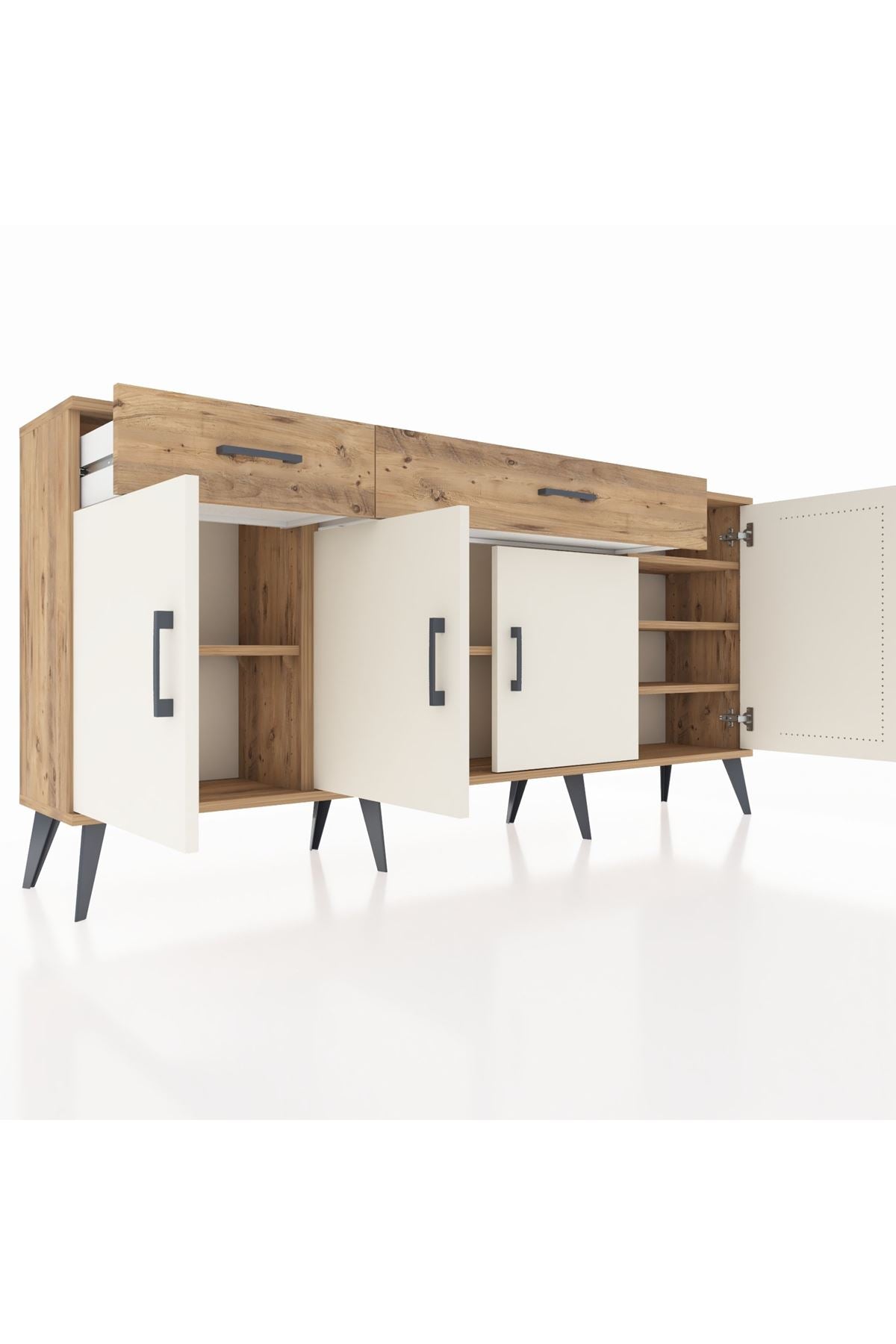 Arges Konsol 5 Raflı 2 Çekmeceli 4 Kapaklı 176x30x83 - S148M046V24A