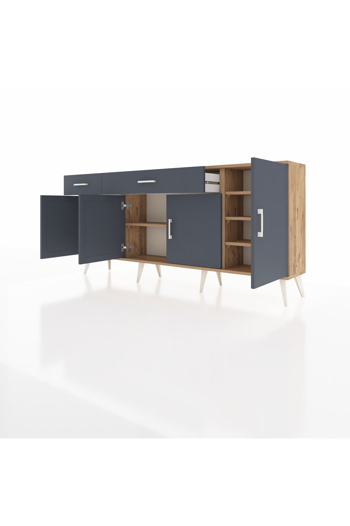 Arges Konsol 5 Raflı 2 Çekmeceli 4 Kapaklı 176x30x83 - S148M046V26A
