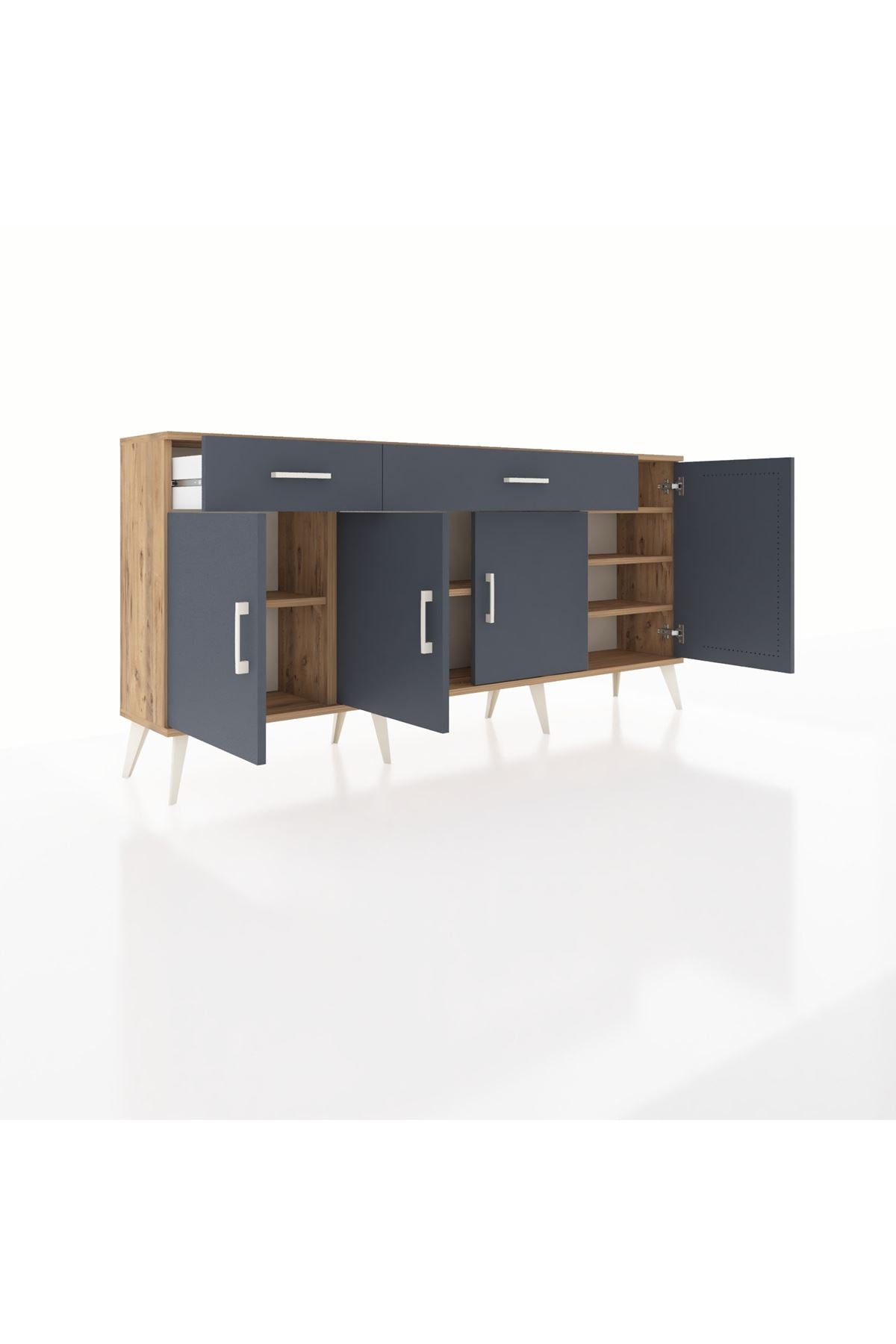 Arges Konsol 5 Raflı 2 Çekmeceli 4 Kapaklı 176x30x83 - S148M046V26A