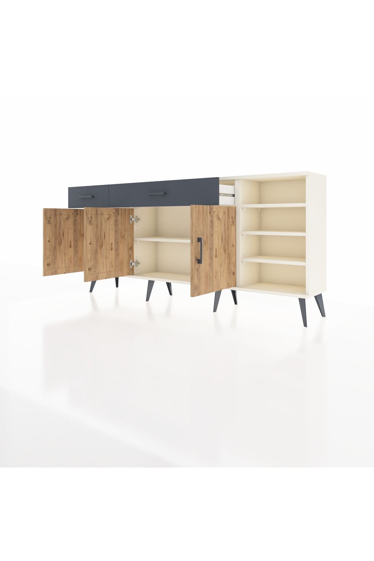Arges Konsol 5 Raflı 2 Çekmeceli 3 Kapaklı 176x30x83 - S148M047V02A