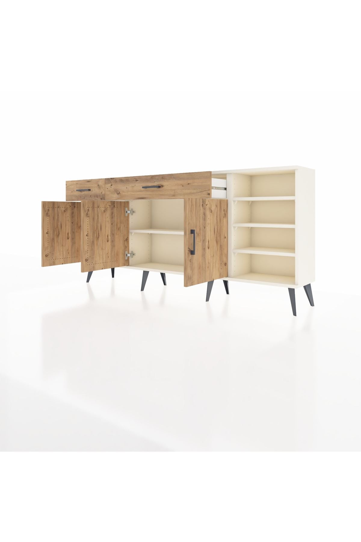 Arges Konsol 5 Raflı 2 Çekmeceli 3 Kapaklı 176x30x83 - S148M047V03A