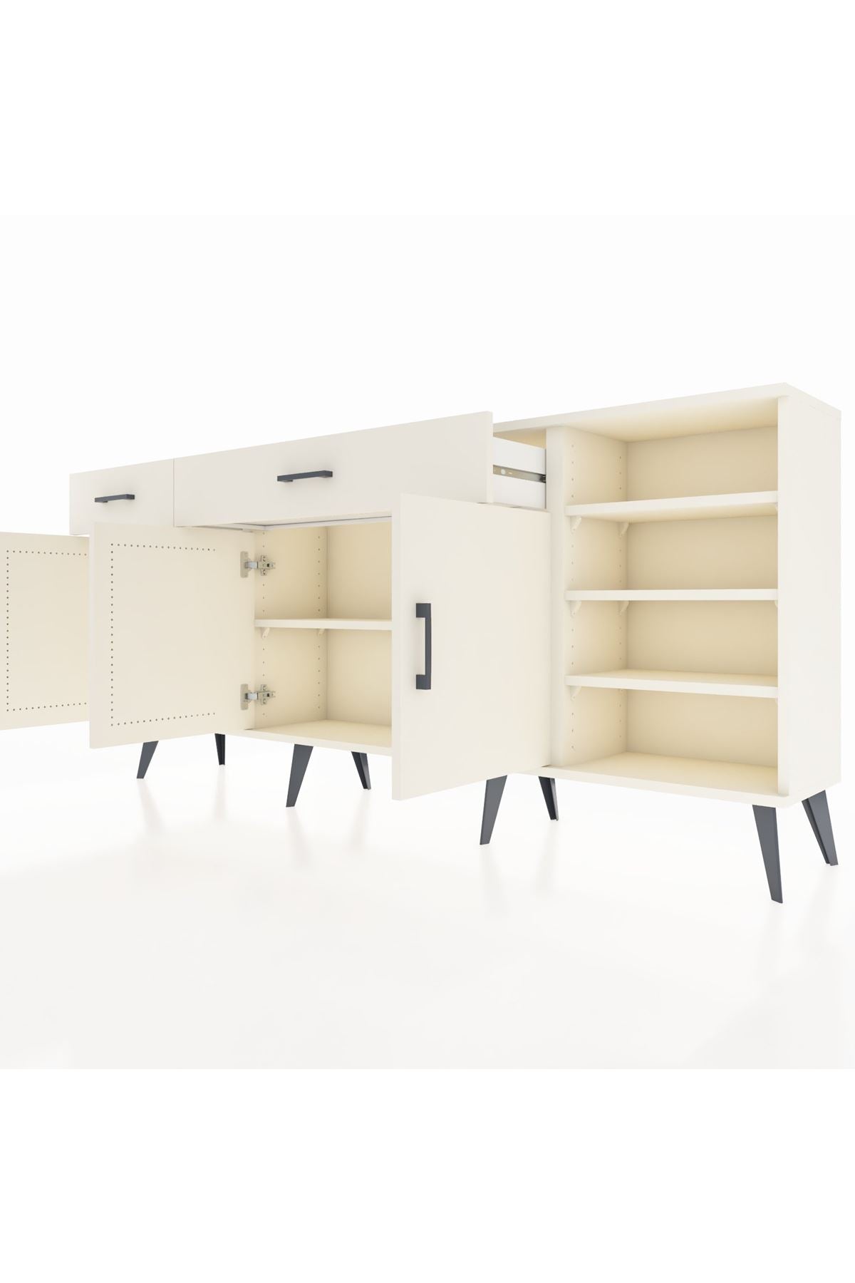 Arges Konsol 5 Raflı 2 Çekmeceli 3 Kapaklı 176x30x83 - S148M047V04A