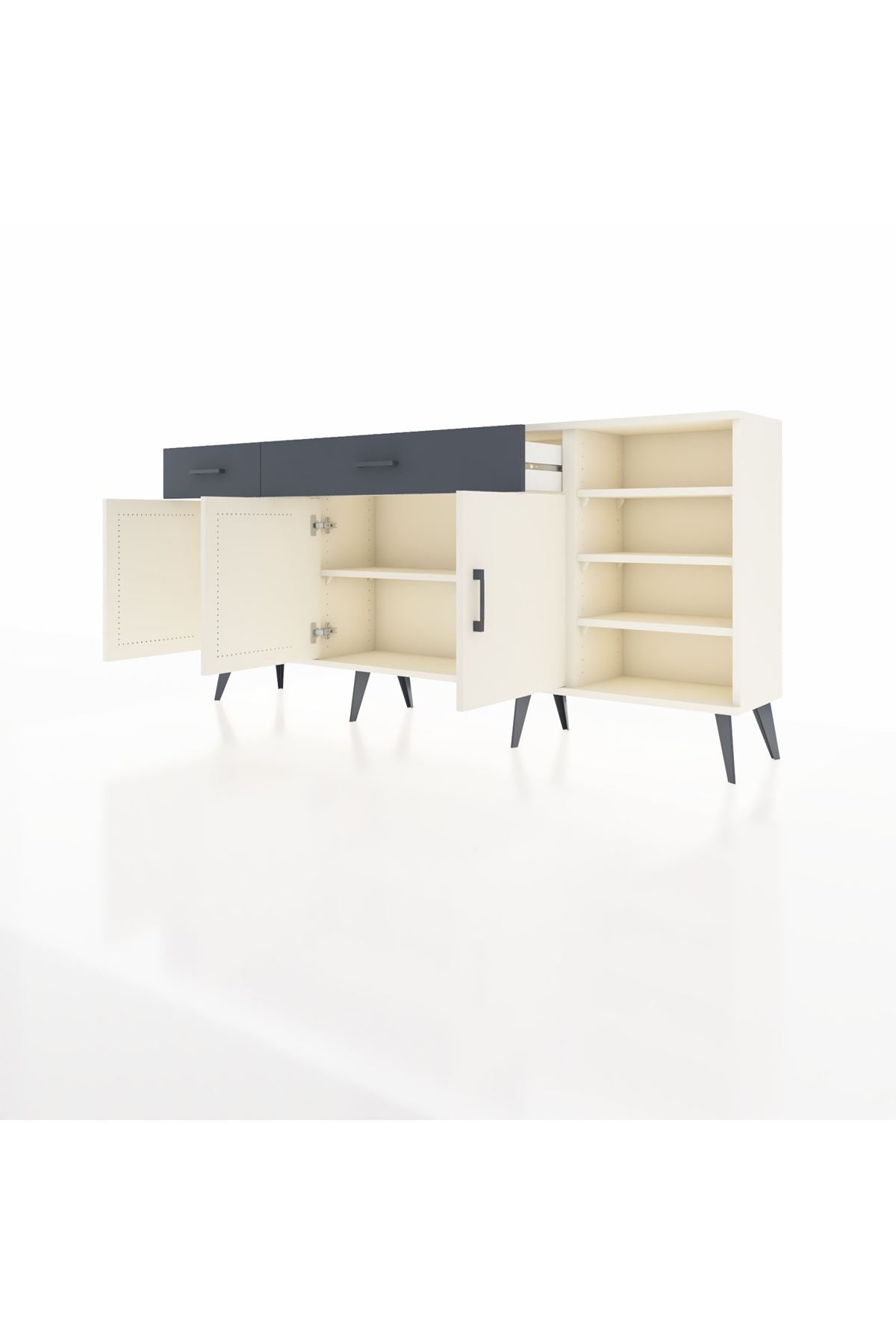 Arges Konsol 5 Raflı 2 Çekmeceli 3 Kapaklı 176x30x83 - S148M047V05A
