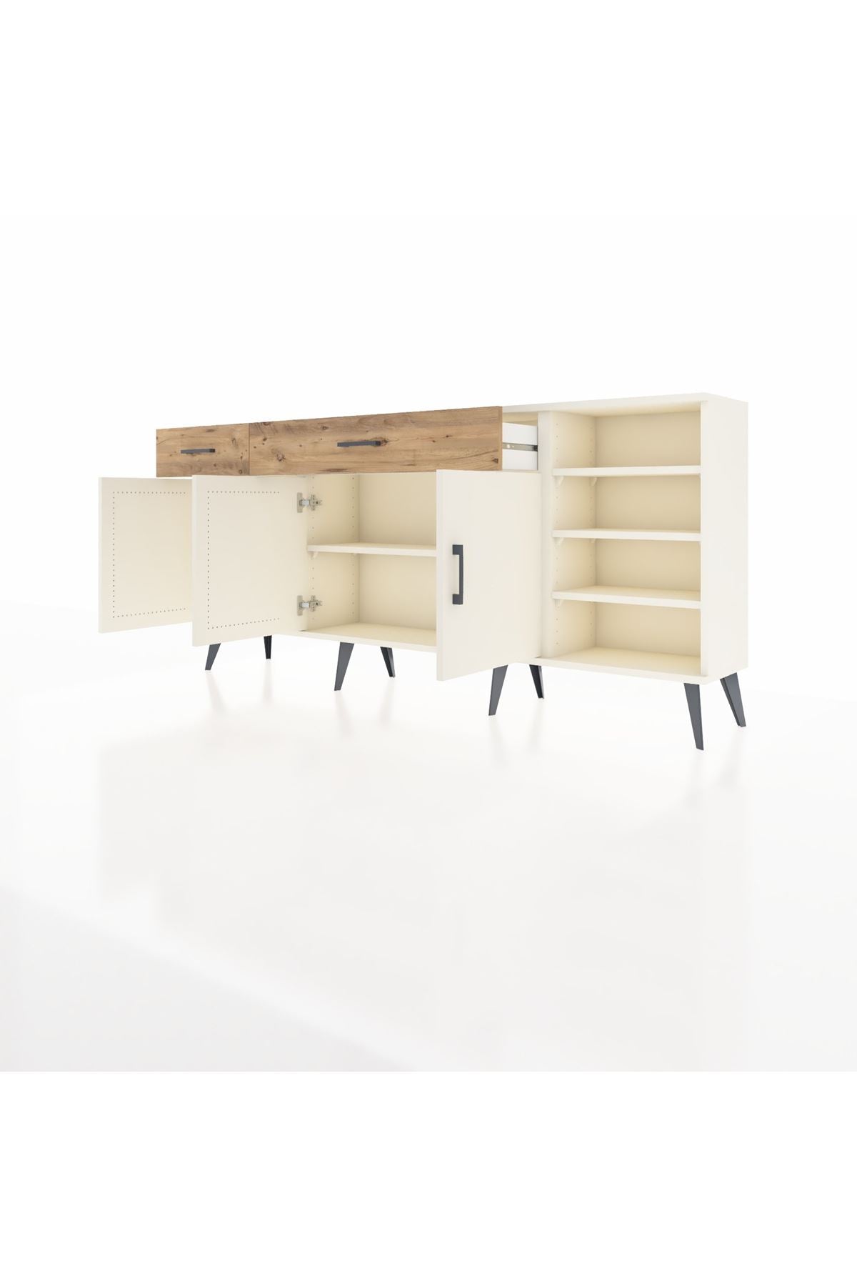 Arges Konsol 5 Raflı 2 Çekmeceli 3 Kapaklı 176x30x83 - S148M047V06A