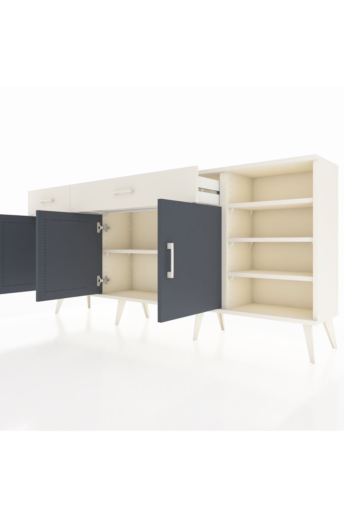 Arges Konsol 5 Raflı 2 Çekmeceli 3 Kapaklı 176x30x83 - S148M047V07A