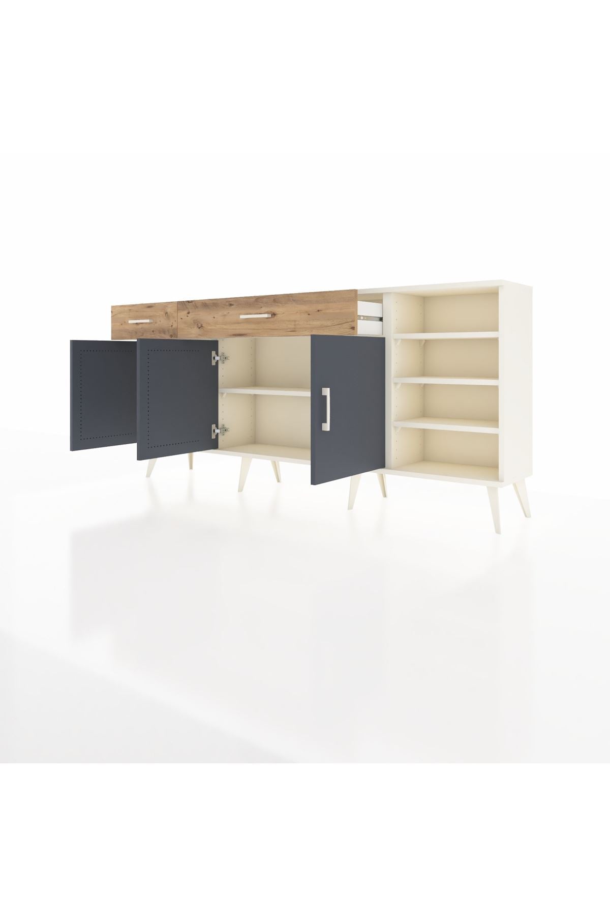 Arges Konsol 5 Raflı 2 Çekmeceli 3 Kapaklı 176x30x83 - S148M047V09A