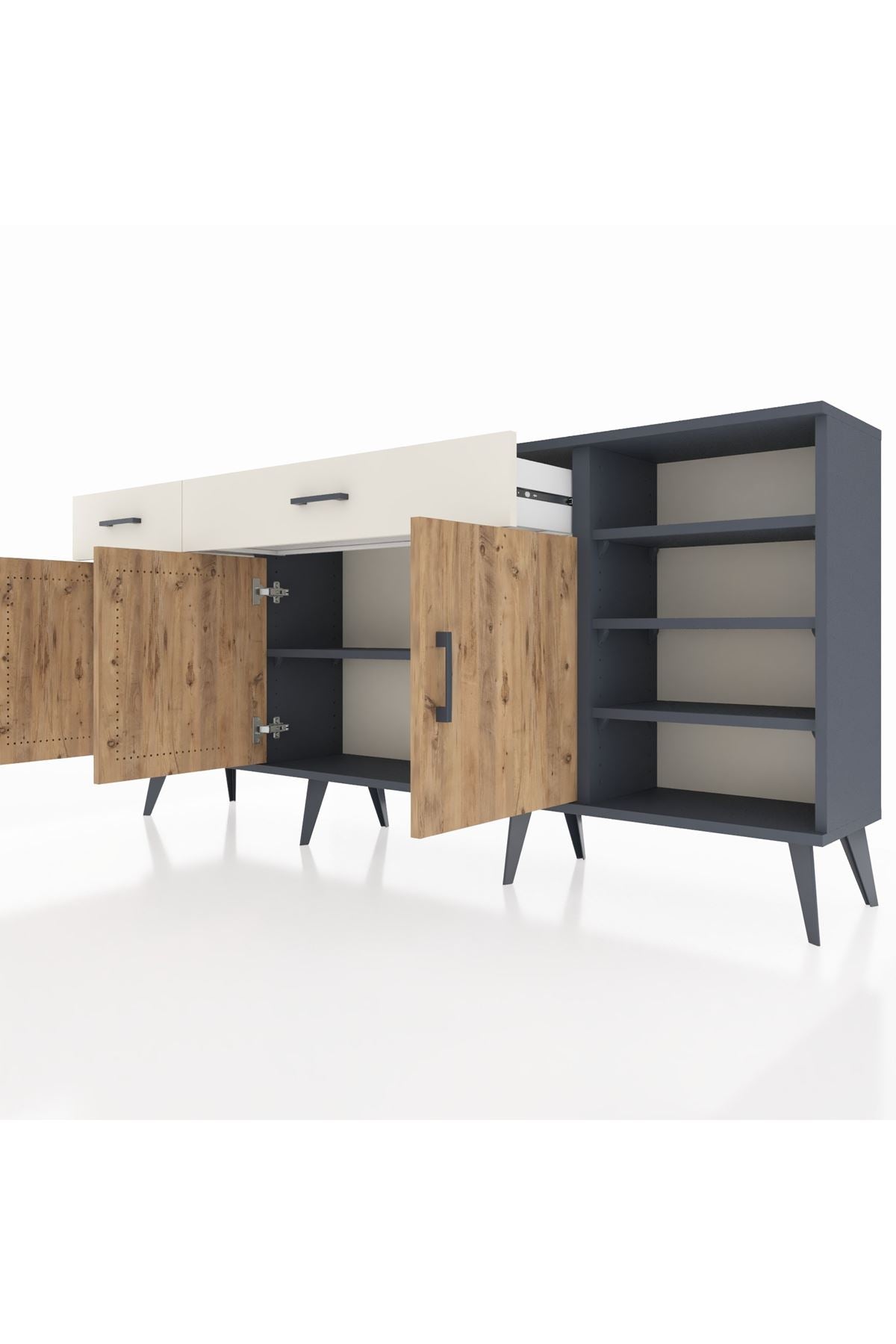 Arges Konsol 5 Raflı 2 Çekmeceli 3 Kapaklı 176x30x83 - S148M047V10A