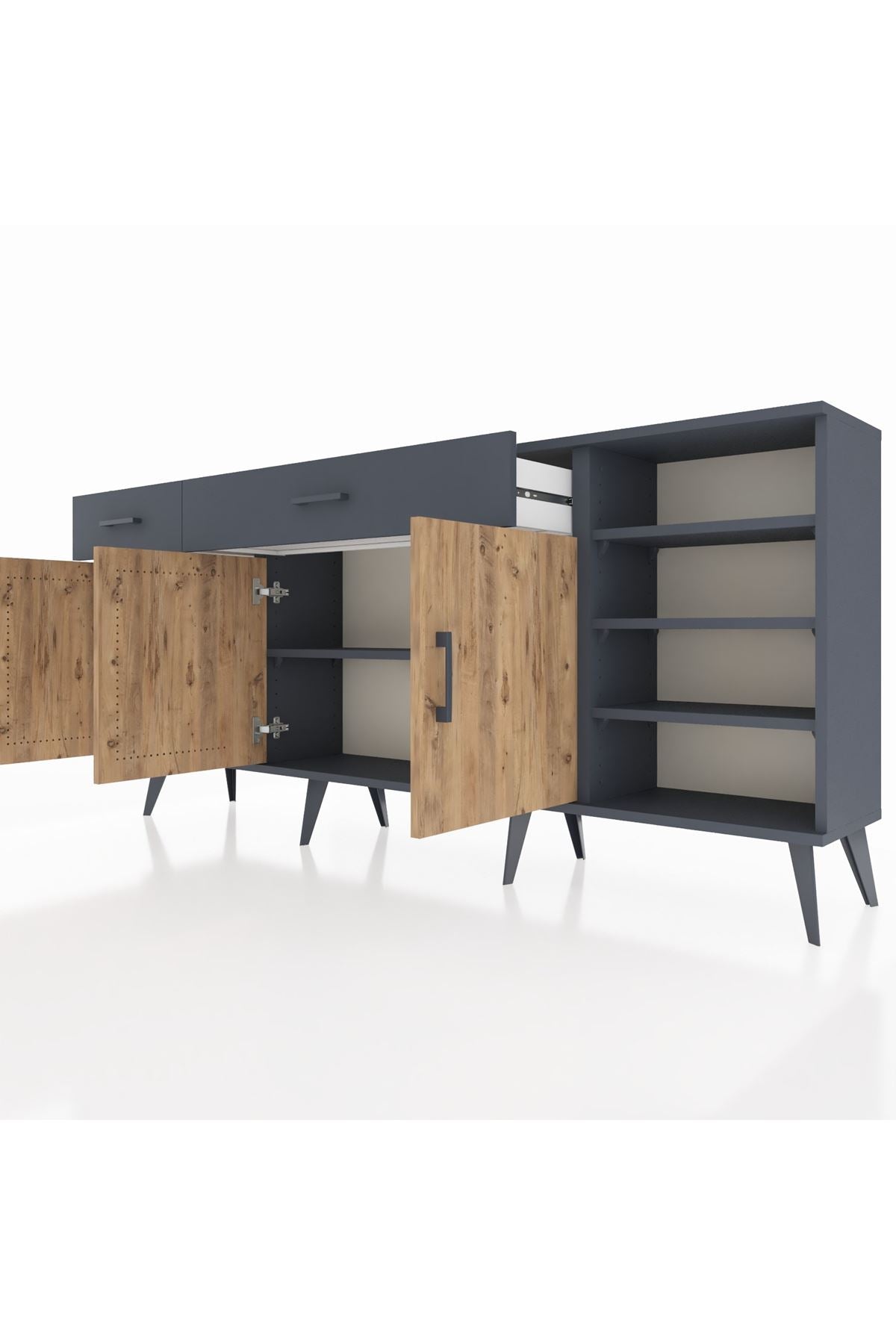 Arges Konsol 5 Raflı 2 Çekmeceli 3 Kapaklı 176x30x83 - S148M047V11A