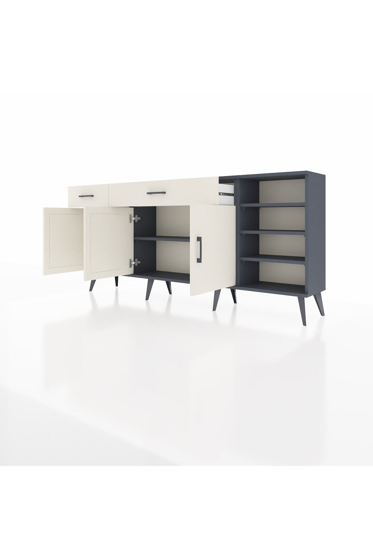 Arges Konsol 5 Raflı 2 Çekmeceli 3 Kapaklı 176x30x83 - S148M047V13A