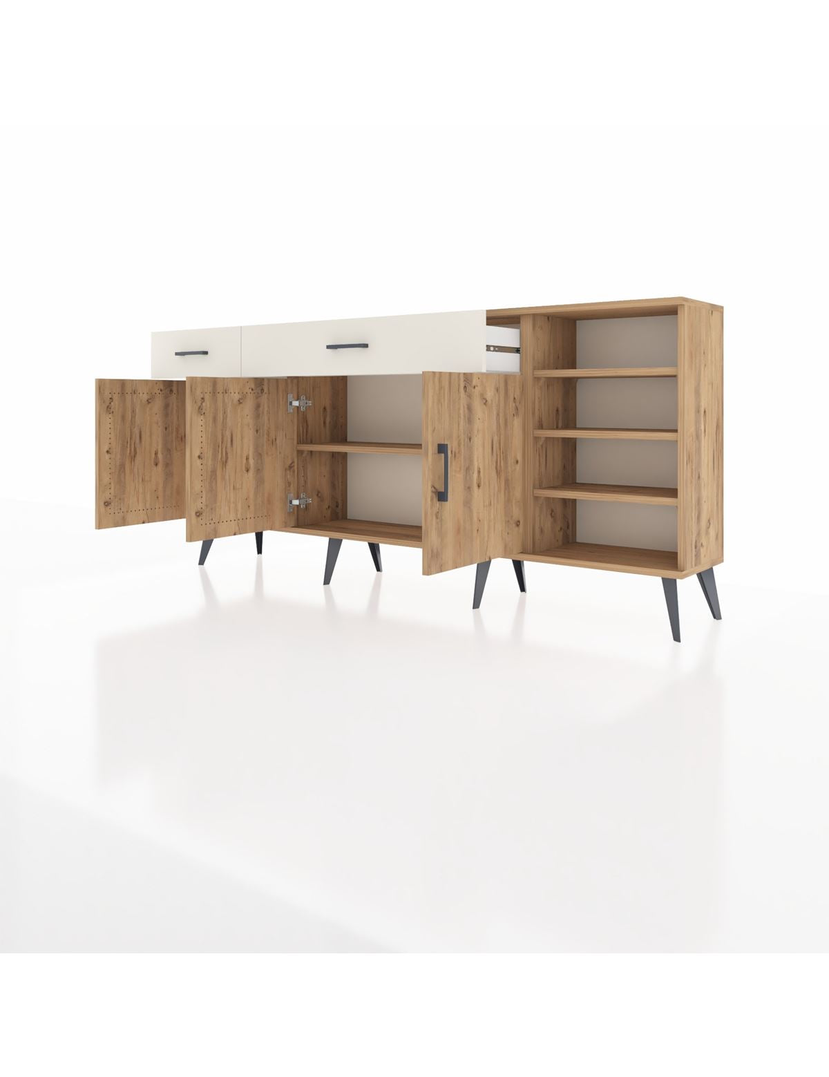 Arges Konsol 5 Raflı 2 Çekmeceli 3 Kapaklı 176x30x83 - S148M047V19A