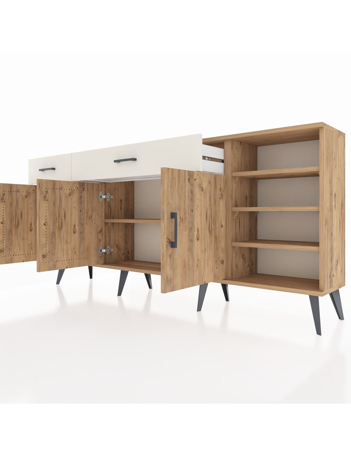 Arges Konsol 5 Raflı 2 Çekmeceli 3 Kapaklı 176x30x83 - S148M047V19A