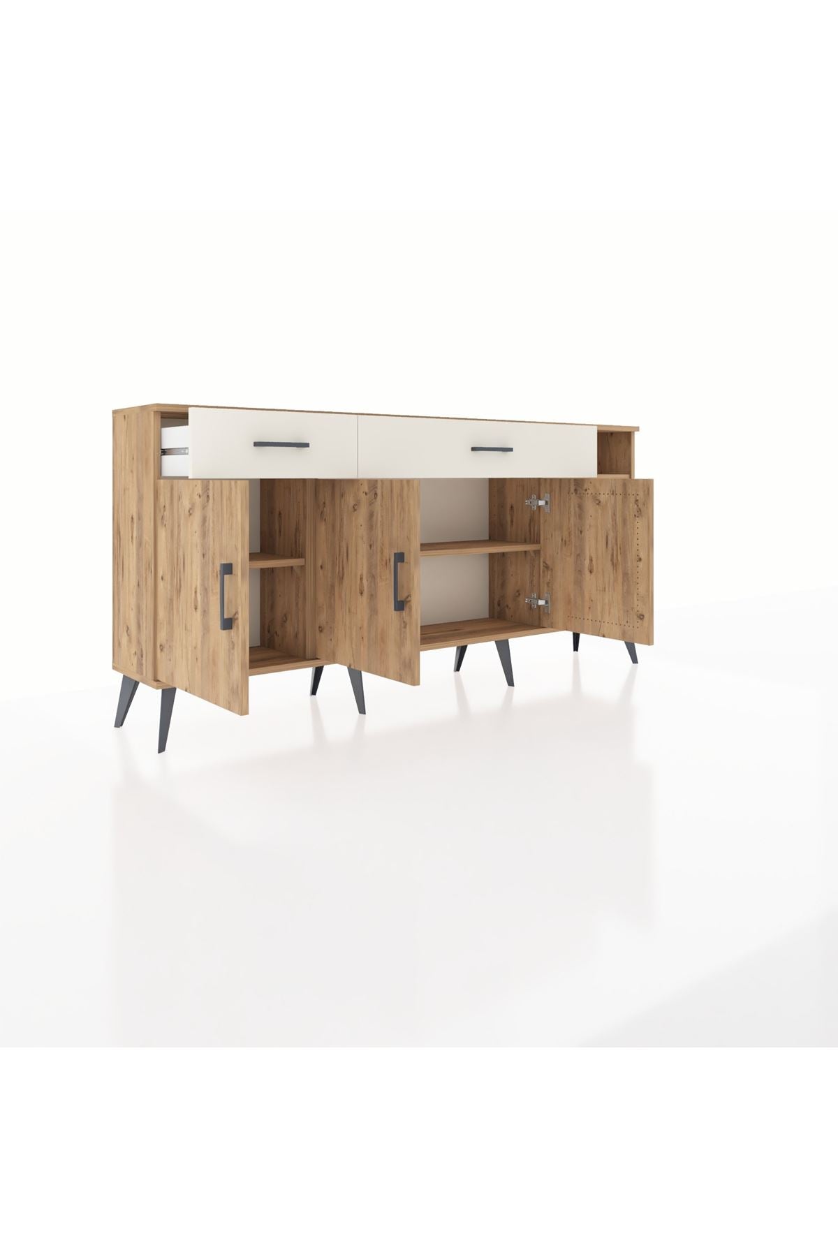 Arges Konsol 5 Raflı 2 Çekmeceli 3 Kapaklı 176x30x83 - S148M047V19A